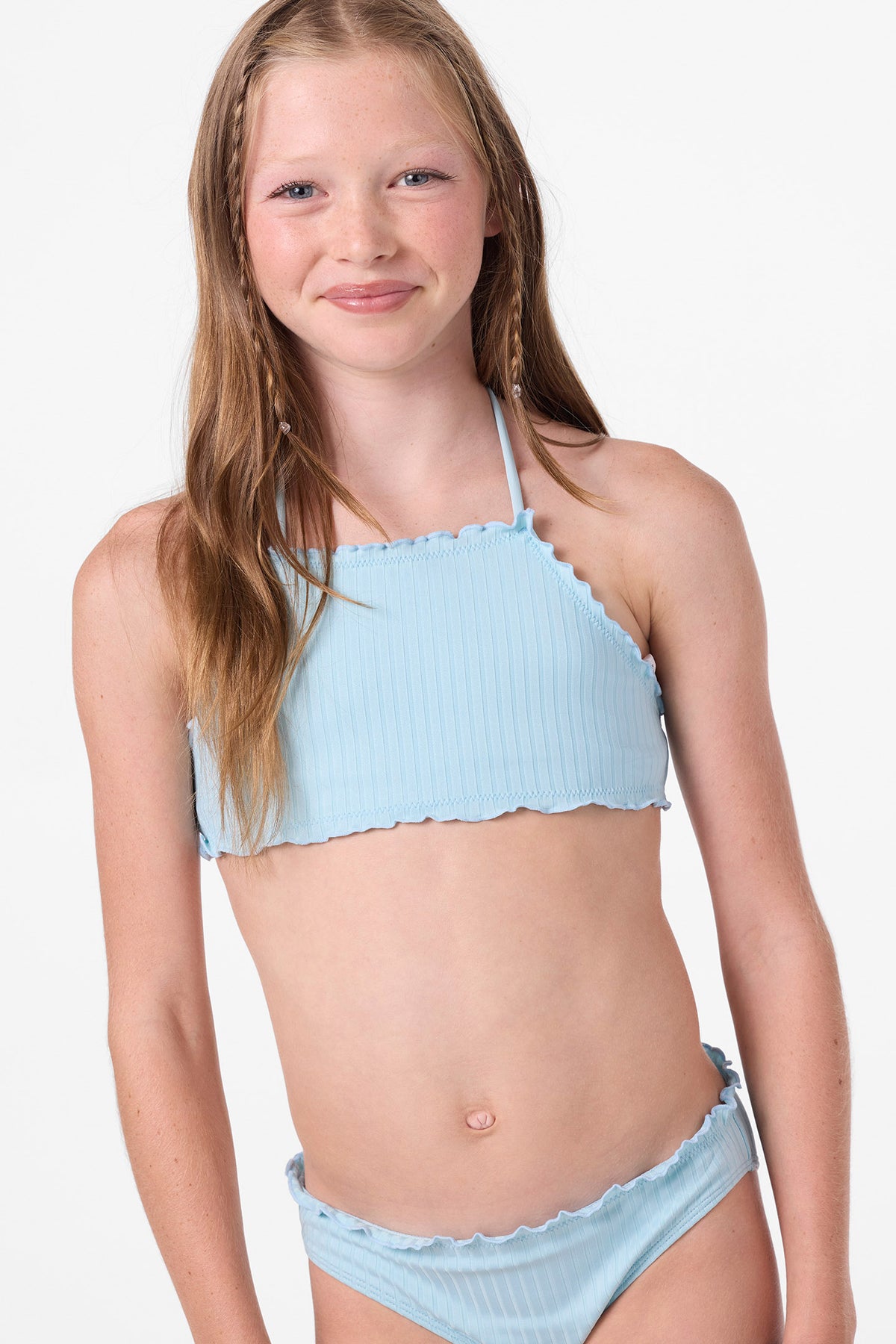 SHOREBREAK RIB RUFFLE EDGE HI NECK SET