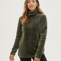O'Neill Ladies Clime Plus Fleece Half Zip in Army Green