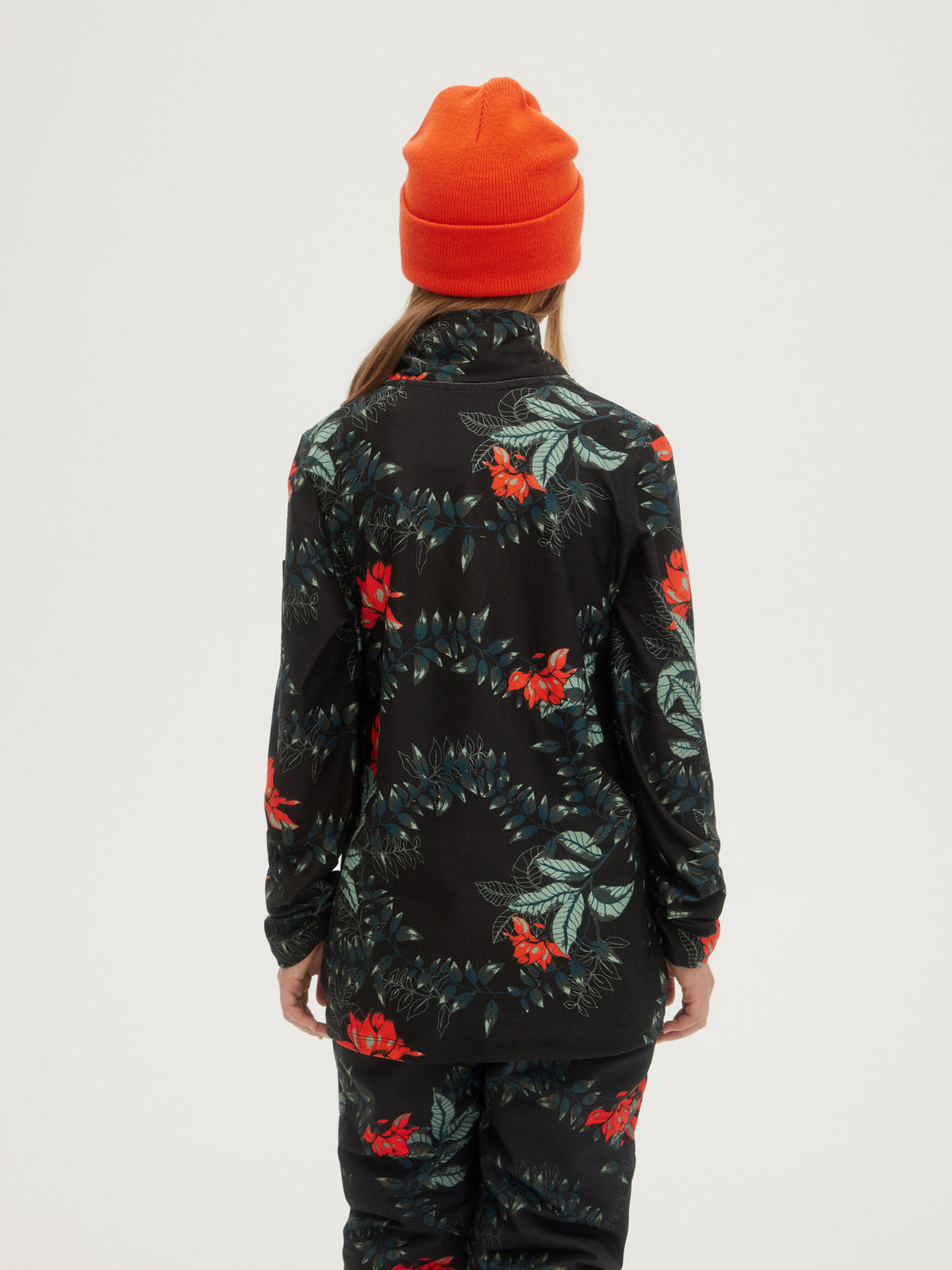 O'Neill Girls Printed Fleece Half Zip in Black Aop W/ Green