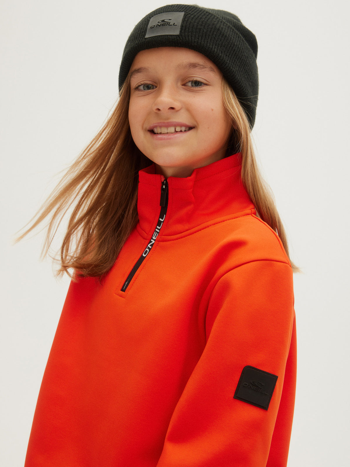 O'Neill Girls Solid Fleece Half Zip in Cherry Tomato