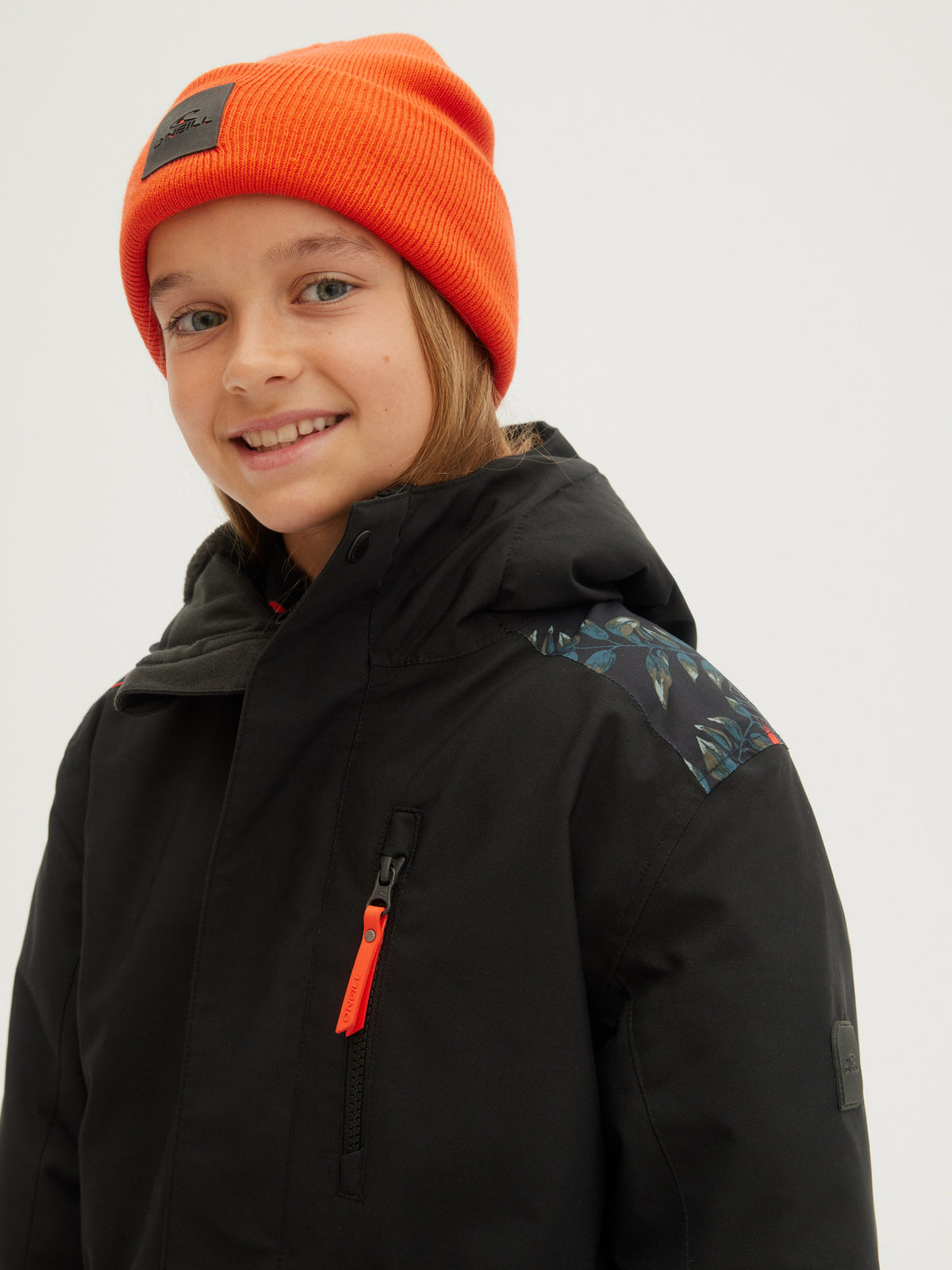 O'Neill Girls Zeolite Jacket in Black Aop W/ Green