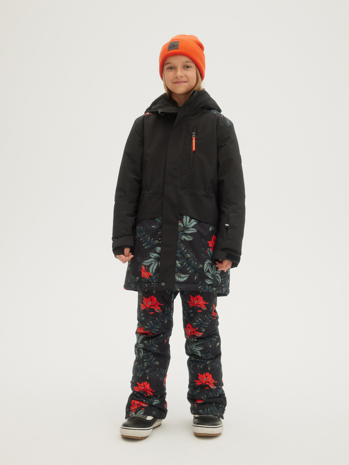 O'Neill Girls Zeolite Jacket in Black Aop W/ Green