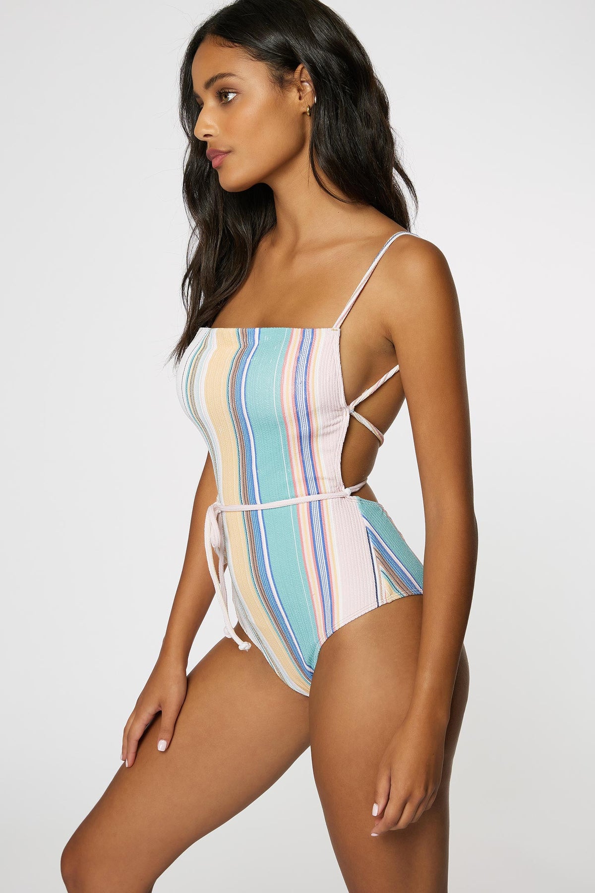 LADIES BAJA STRIPE MARBELLA CHEEKY ONE PIECE