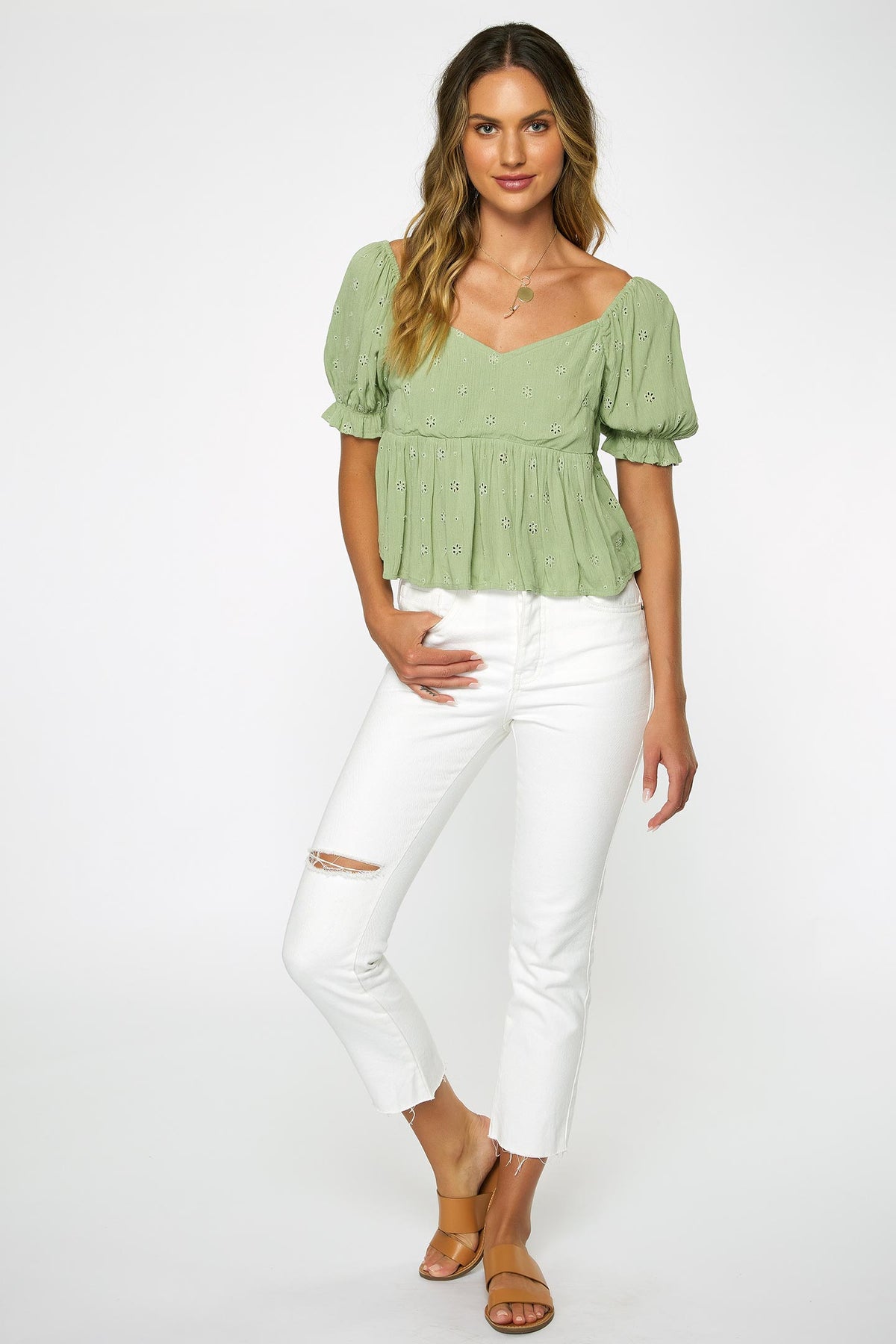LADIES ISABEL EYELET TOP