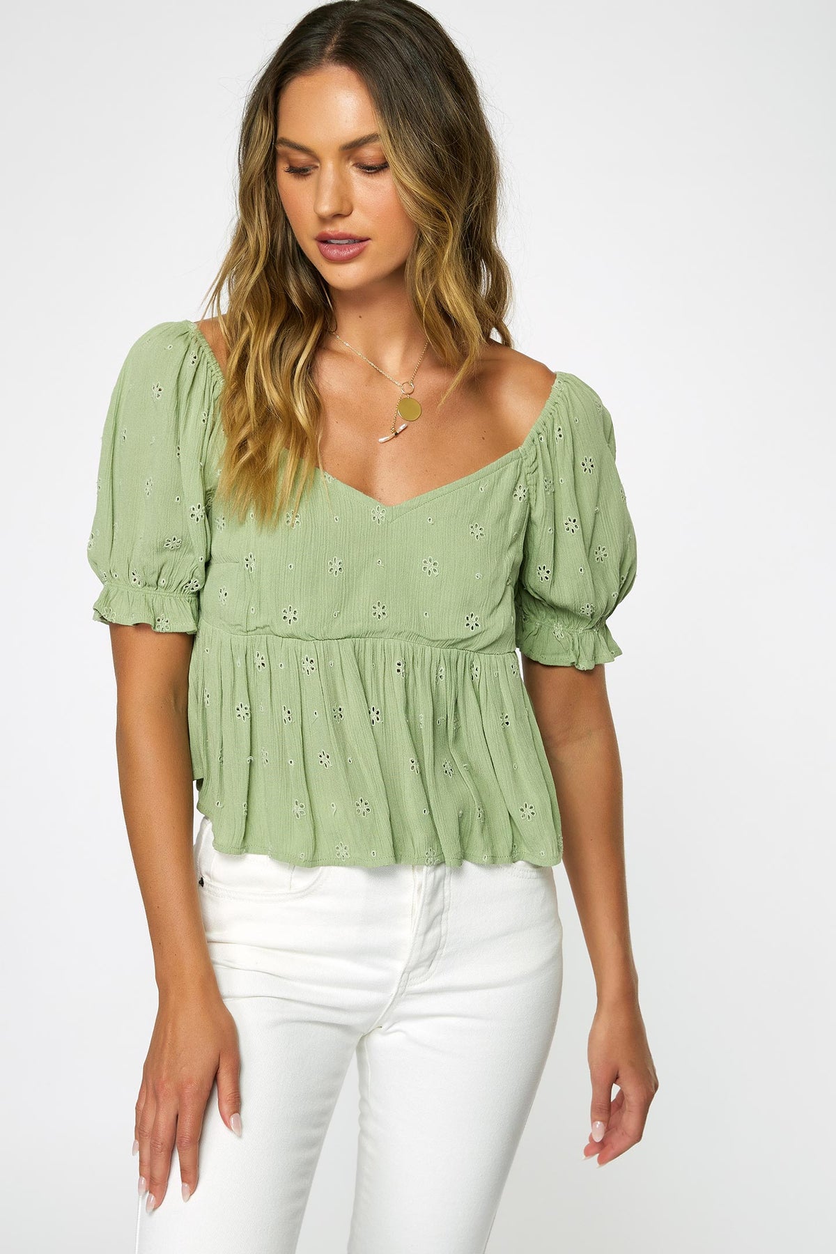 LADIES ISABEL EYELET TOP