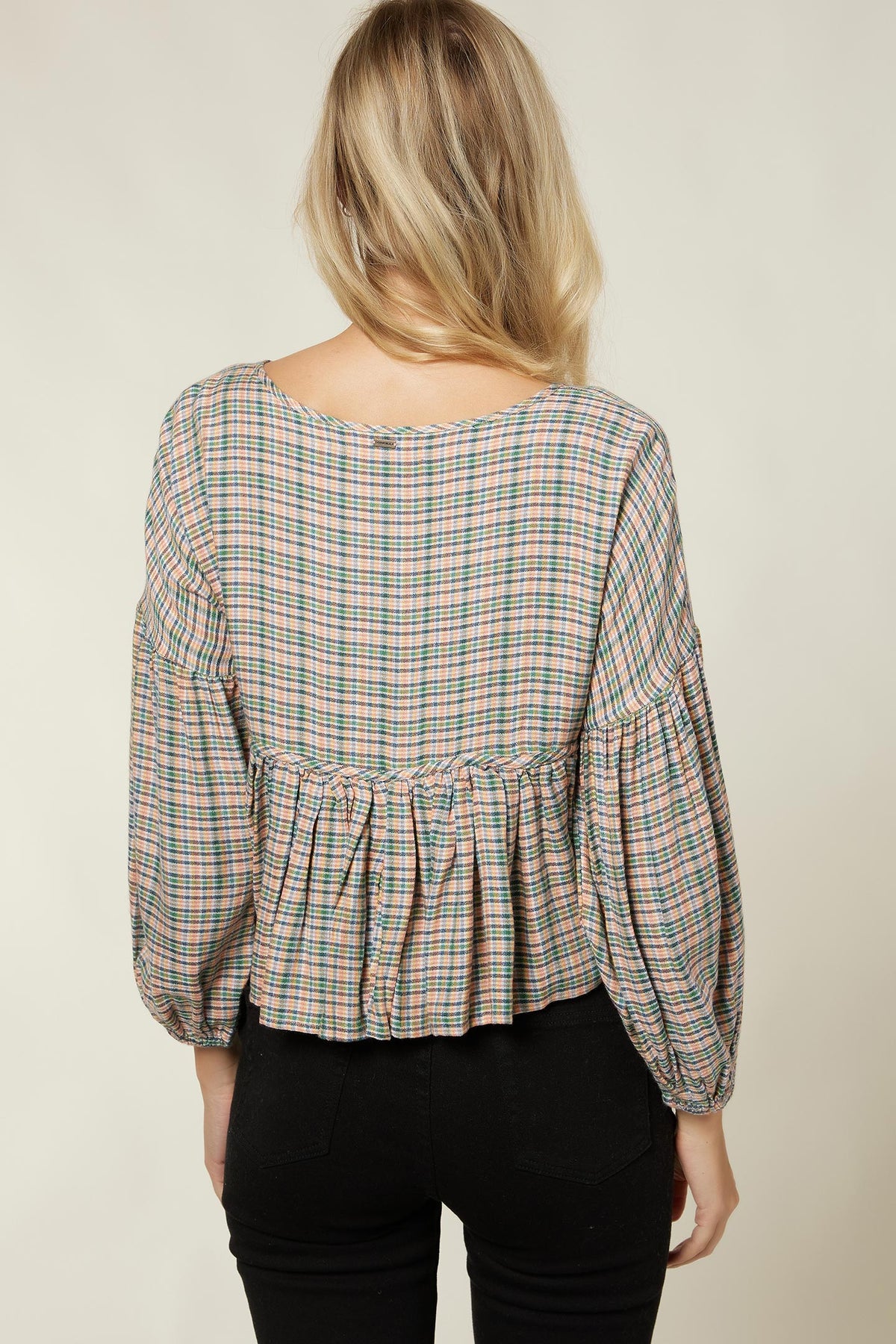 LADIES ROSIE CHECK LONG SLEEVE TOP