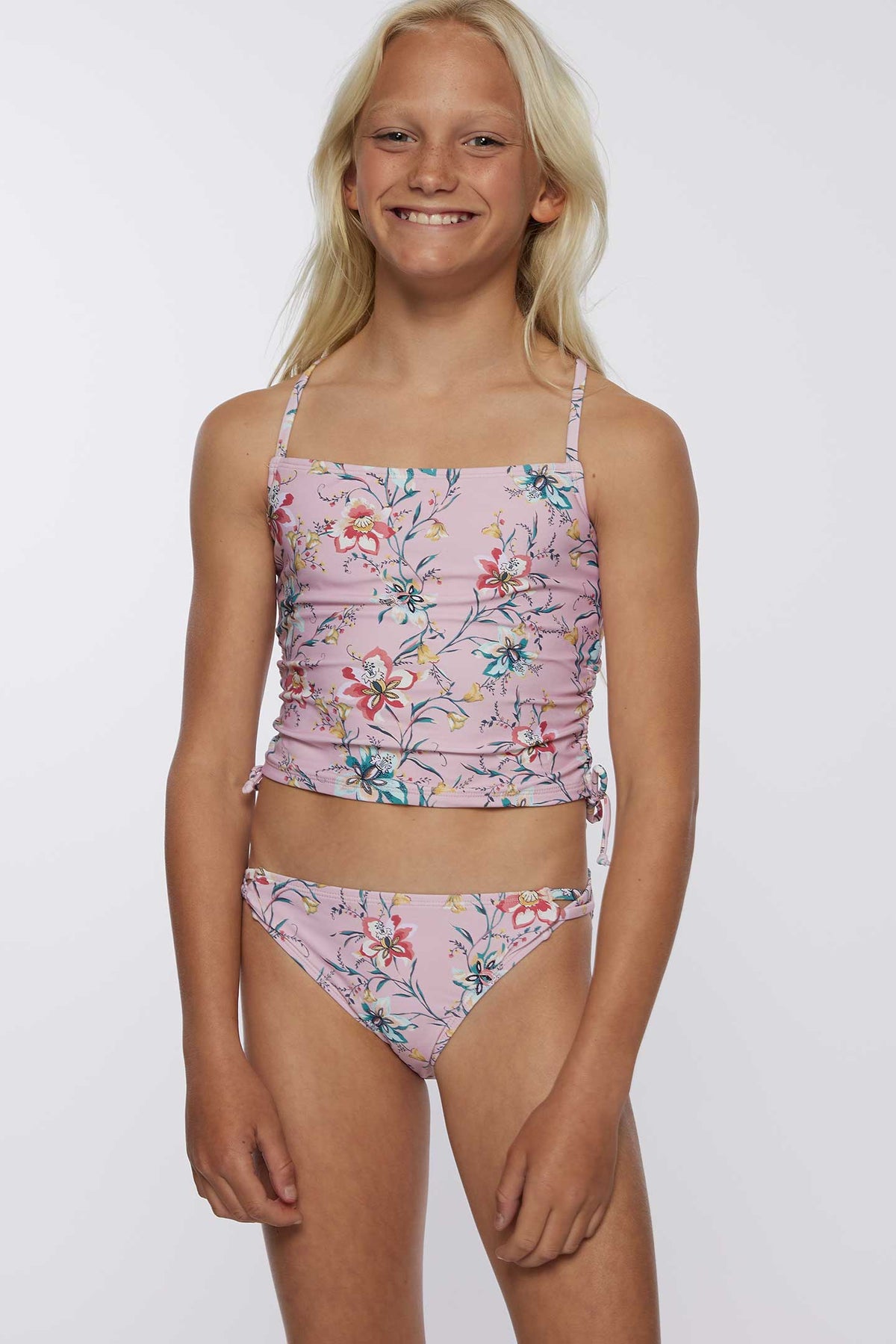 GIRL'S SYDNEY FLORAL CINCH TANKINI SWIM SET