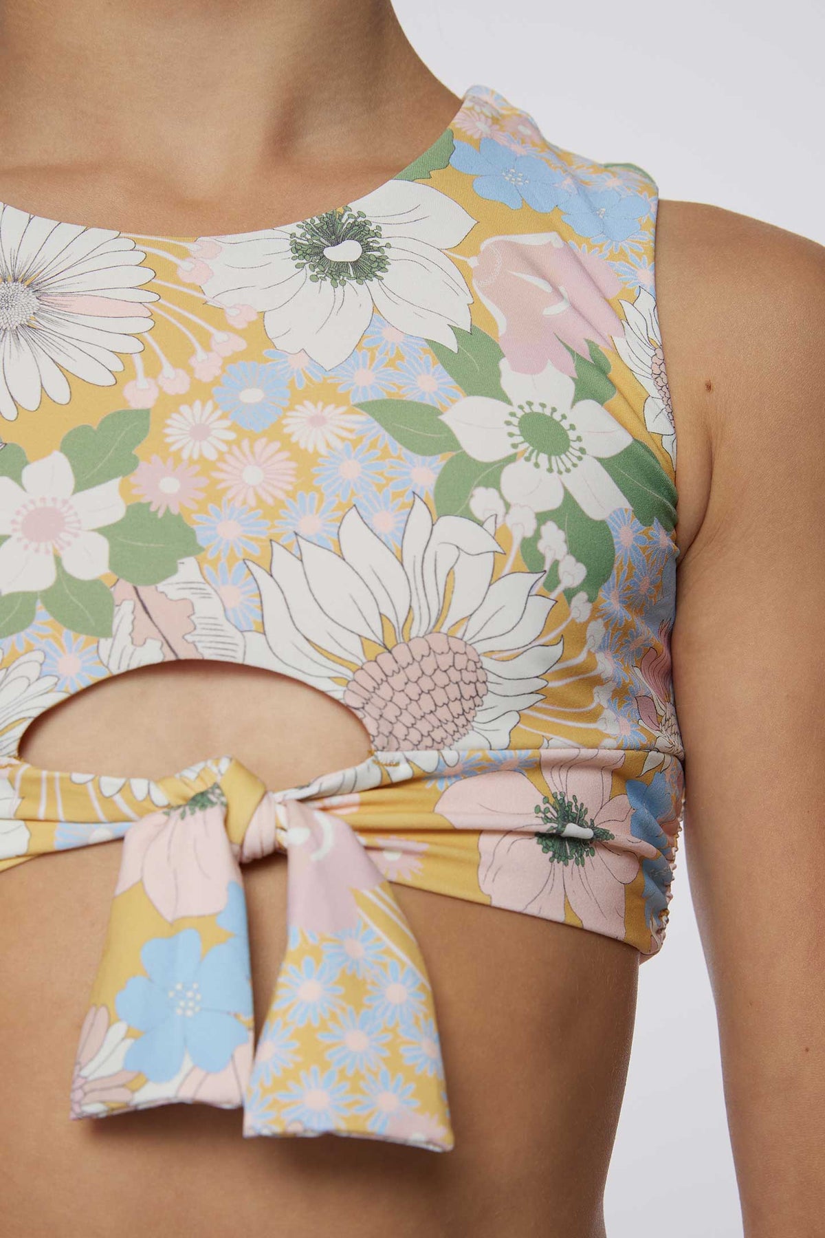 GIRL'S TWIGGY BANDED TIE FRONT HI-NECK SWIM SET