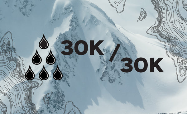 Indice d'imperméabilité à l'eau et respirabilitée de 30K / 30K