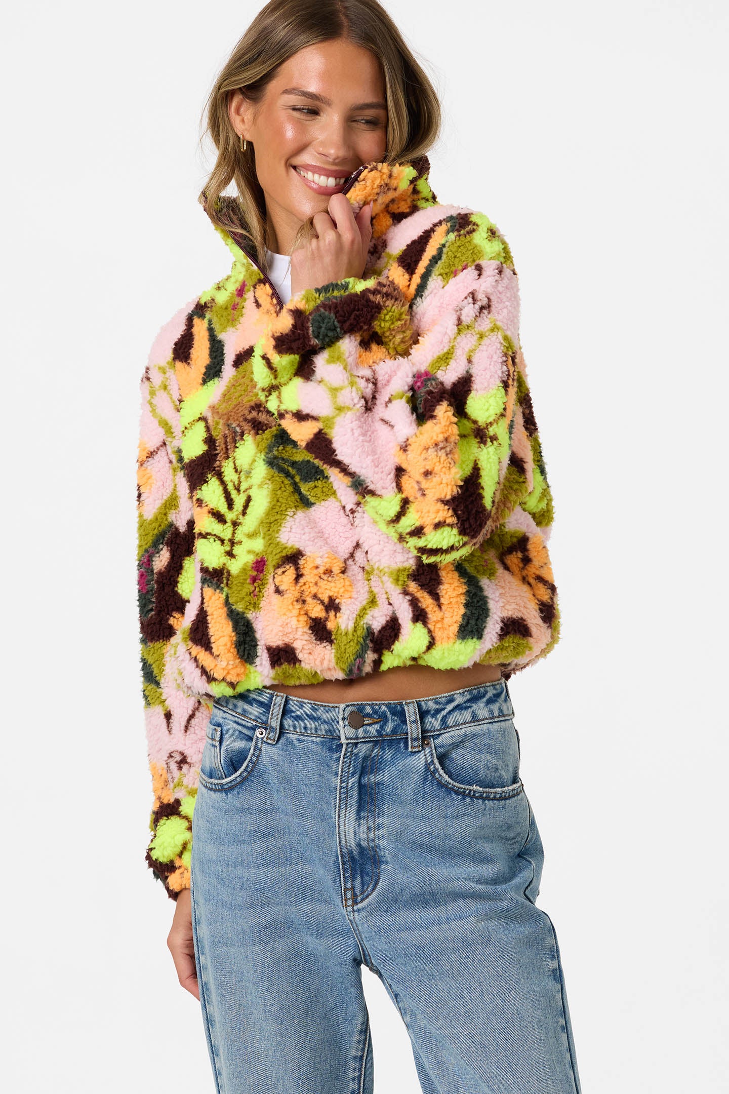 KACEY HIGH PILE 1/2 ZIP JACKET