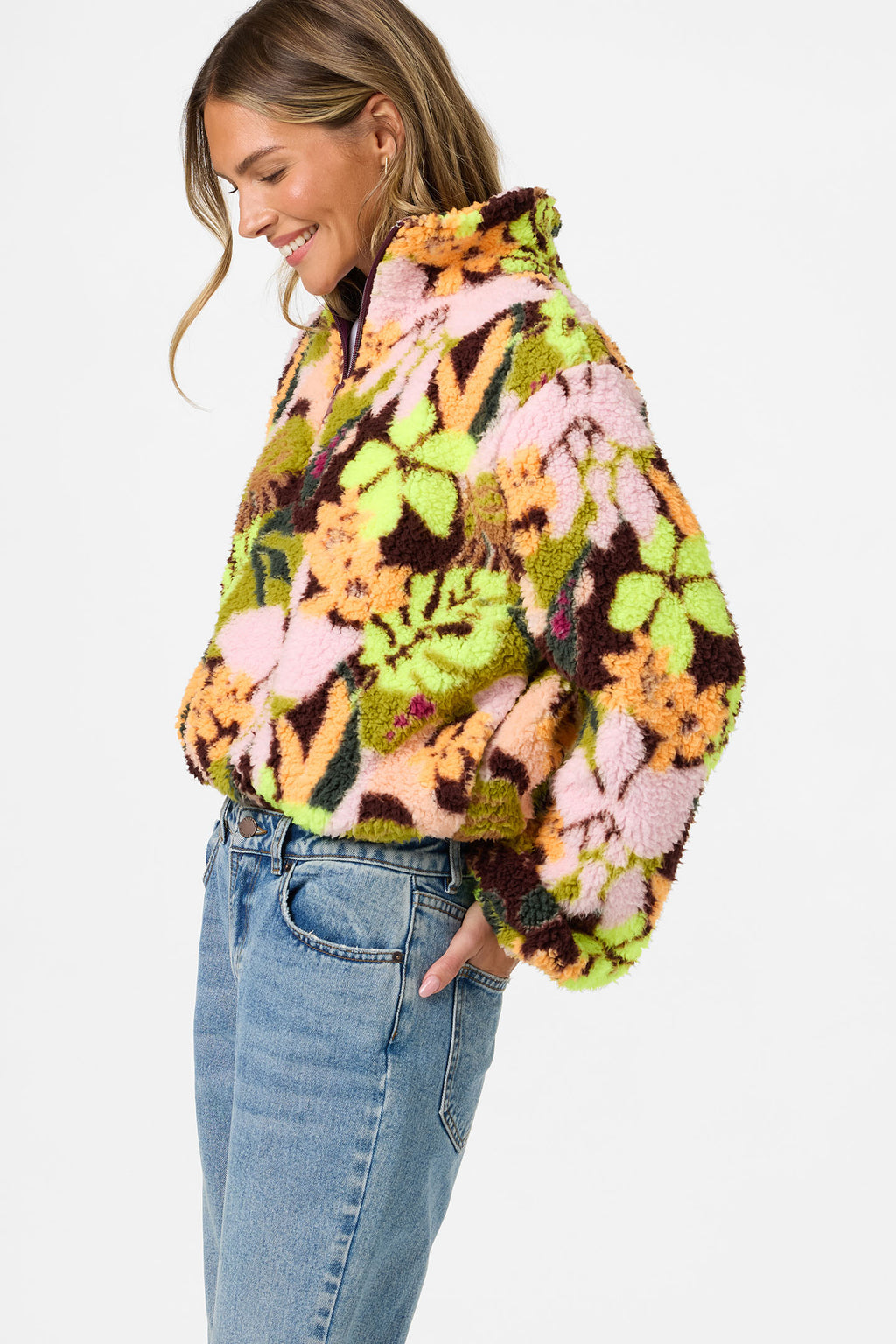 KACEY HIGH PILE 1/2 ZIP JACKET