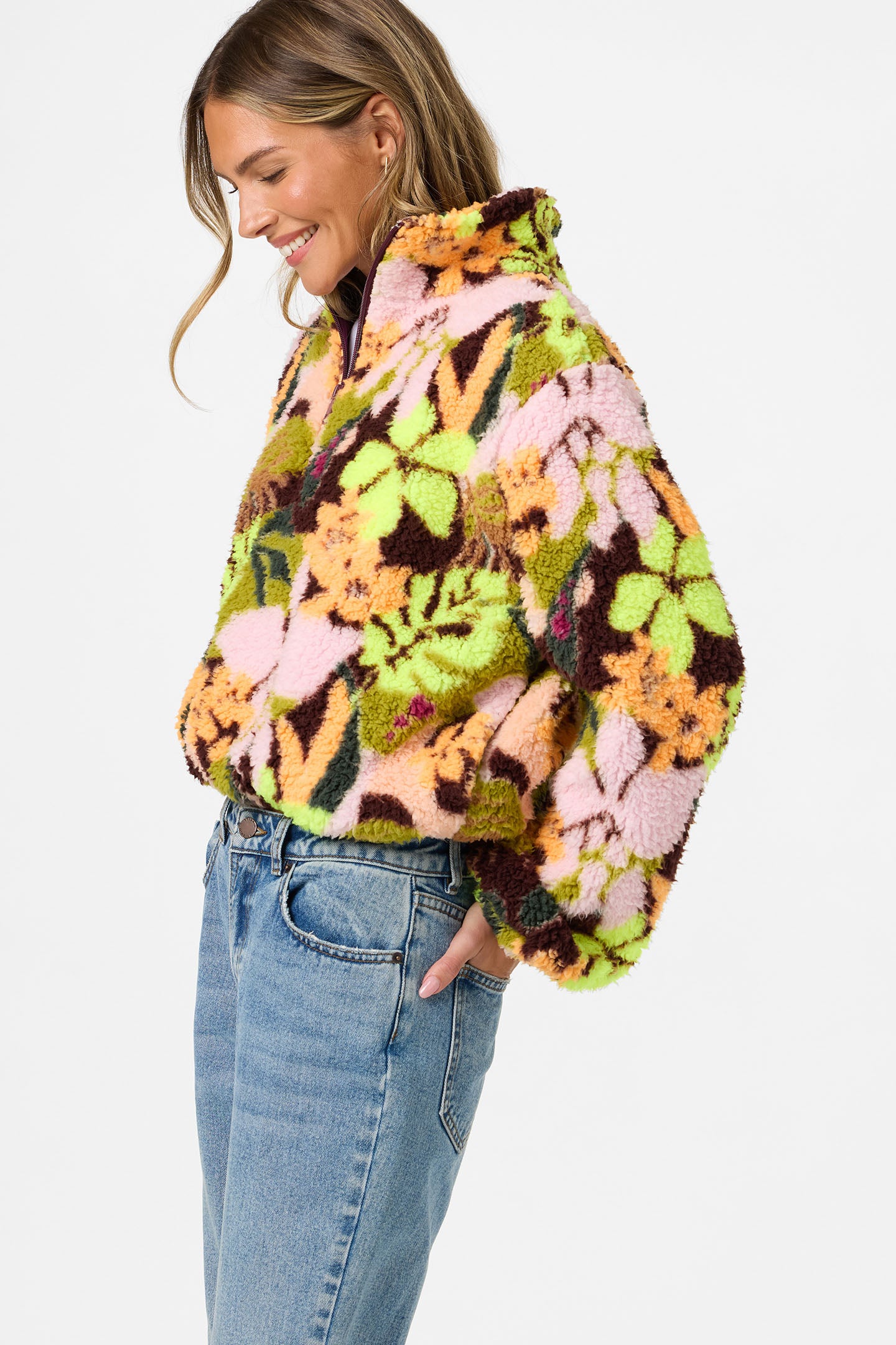 KACEY HIGH PILE 1/2 ZIP JACKET
