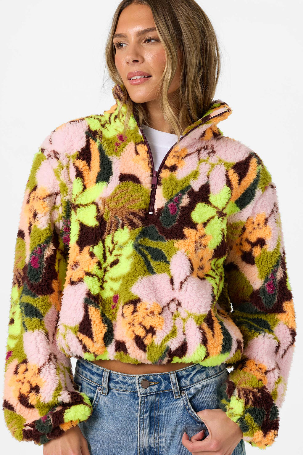 KACEY HIGH PILE 1/2 ZIP JACKET