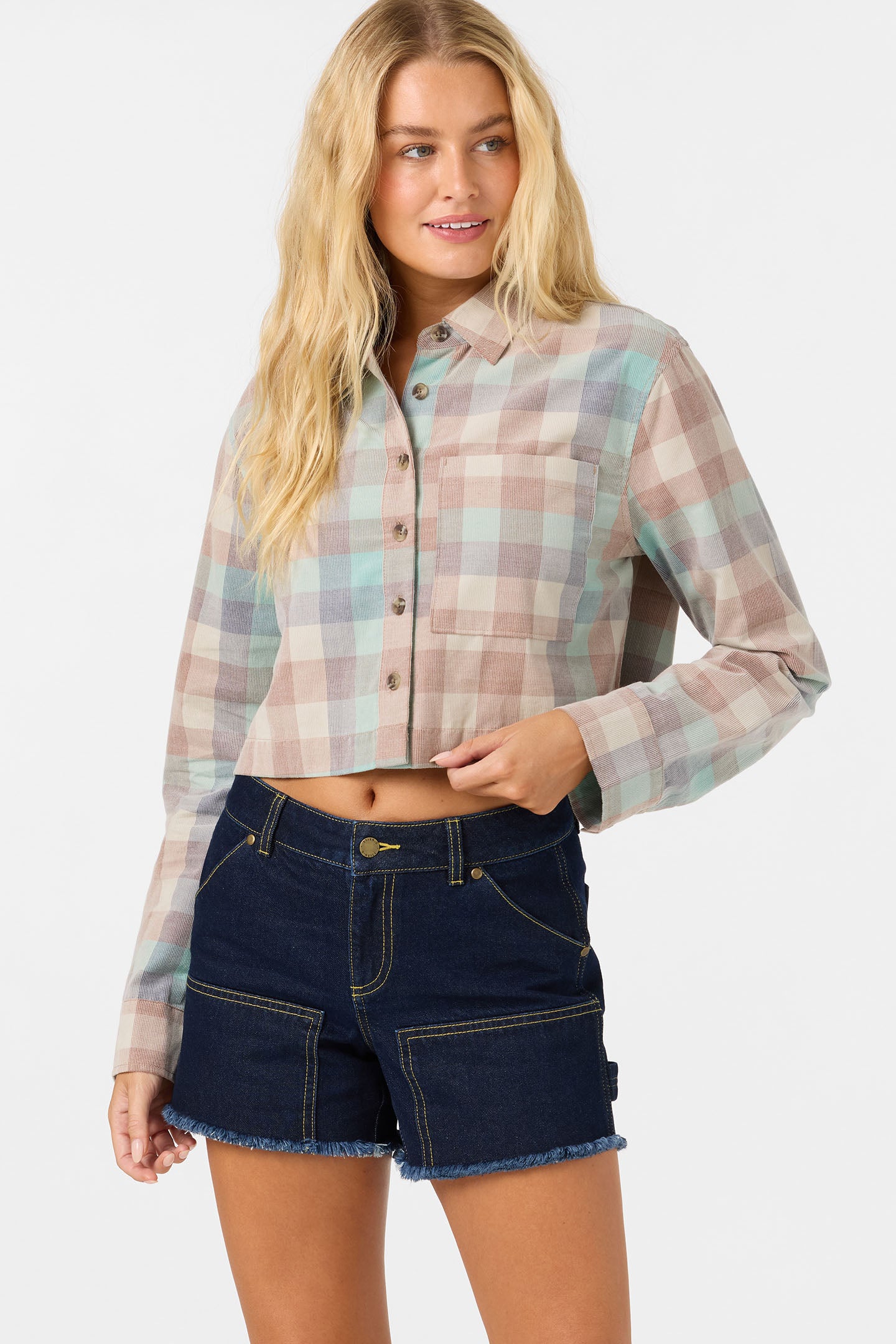 OG PIPPA CORD LS CROP SHIRT