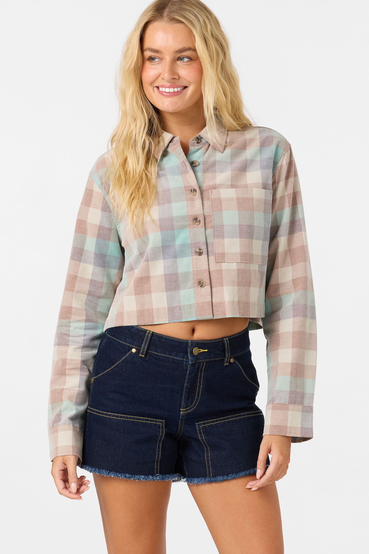 OG PIPPA CORD LS CROP SHIRT