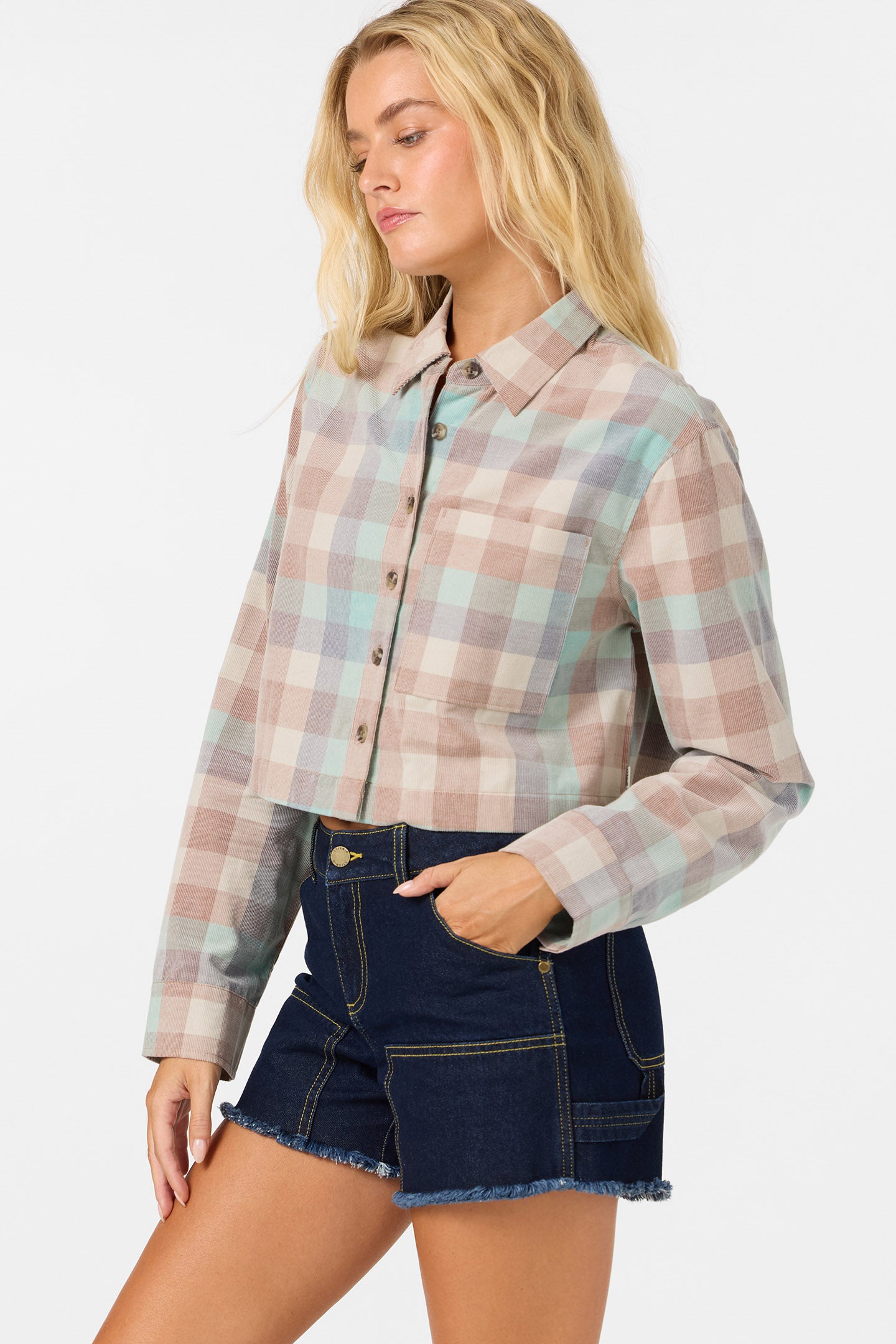 OG PIPPA CORD LS CROP SHIRT