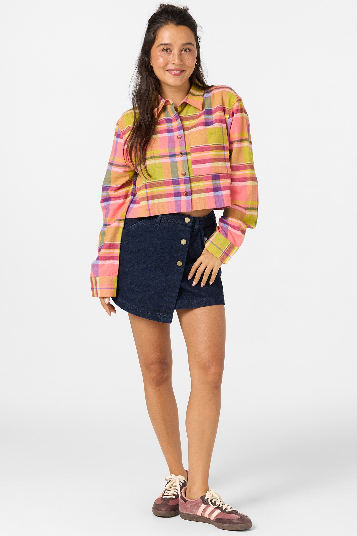 PIPPA FLANNEL CROP LS SHIRT