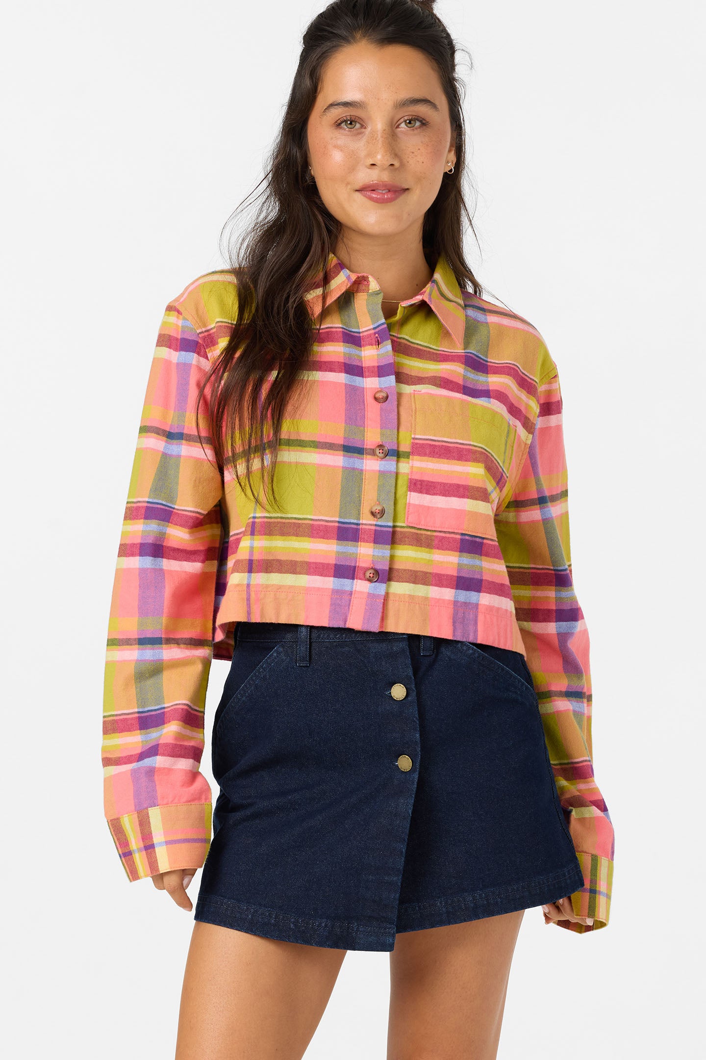 PIPPA FLANNEL CROP LS SHIRT