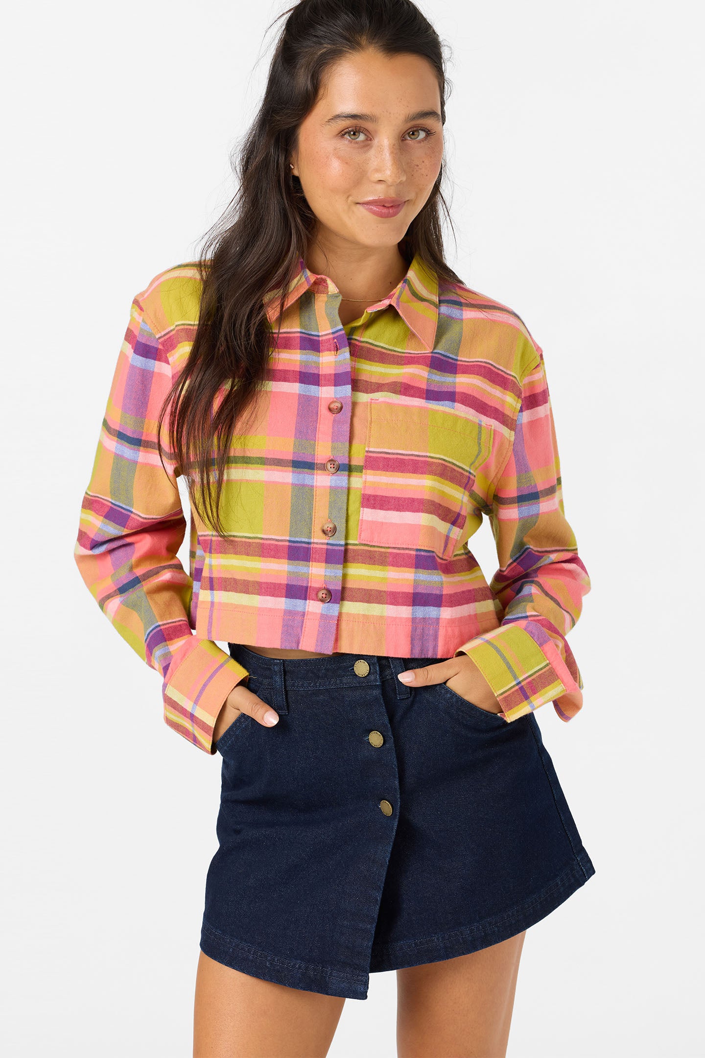 PIPPA FLANNEL CROP LS SHIRT