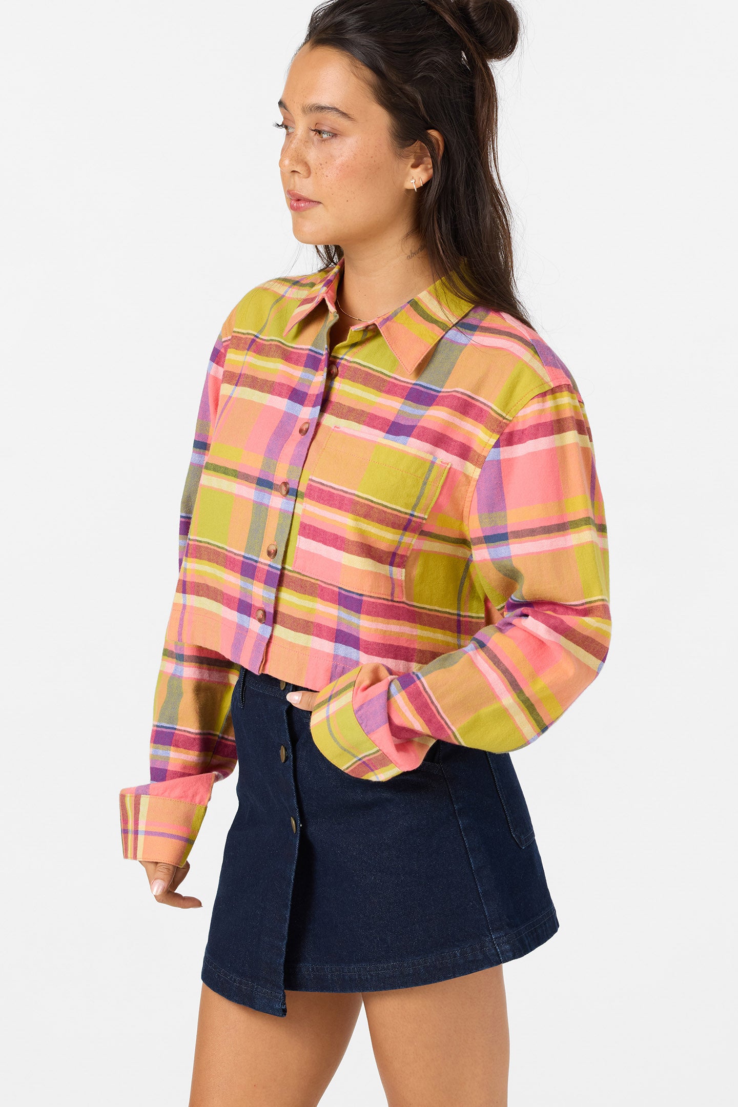 PIPPA FLANNEL CROP LS SHIRT
