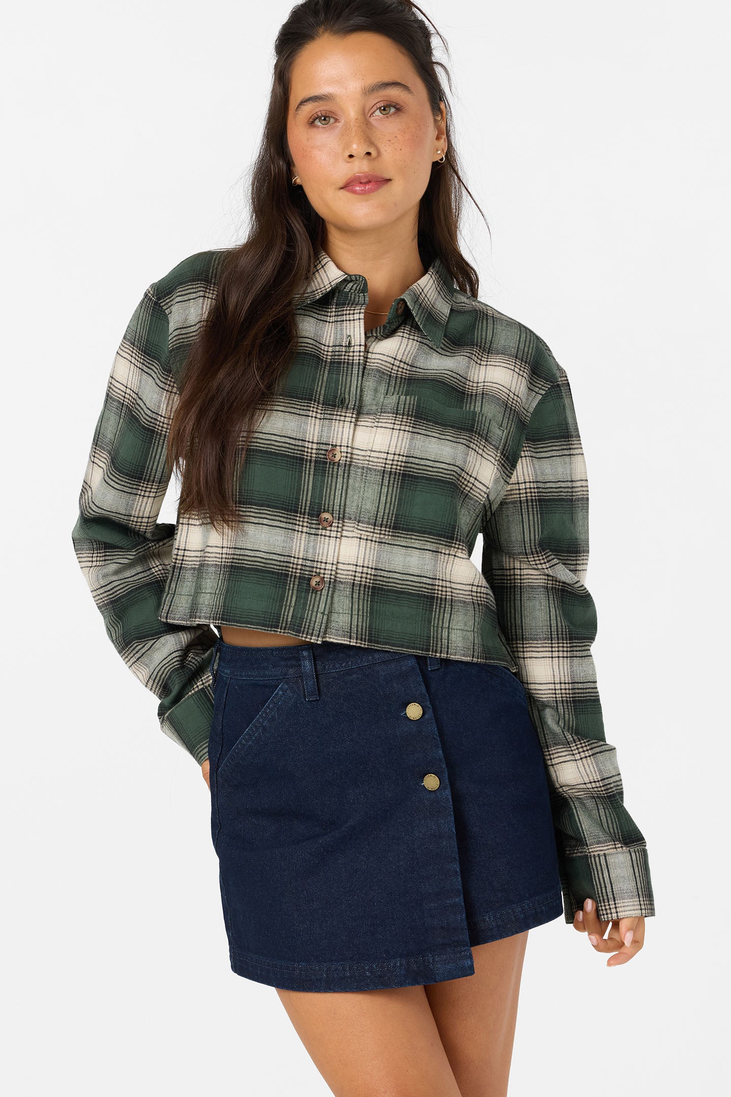PIPPA FLANNEL CROP LS SHIRT