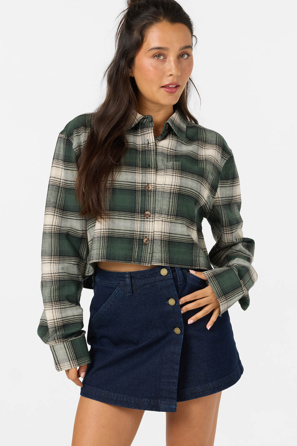 PIPPA FLANNEL CROP LS SHIRT