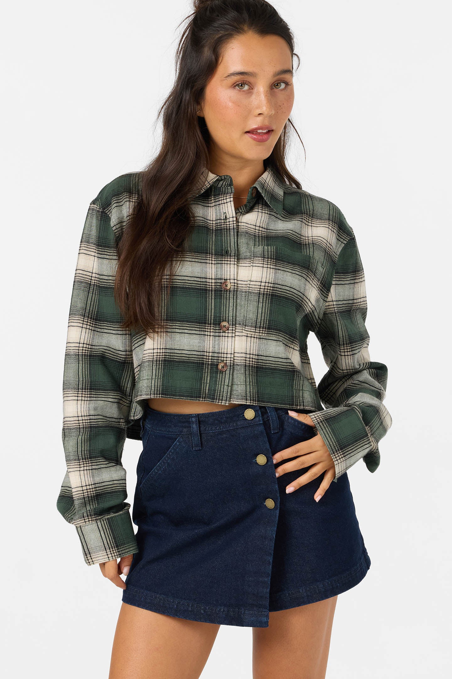 PIPPA FLANNEL CROP LS SHIRT