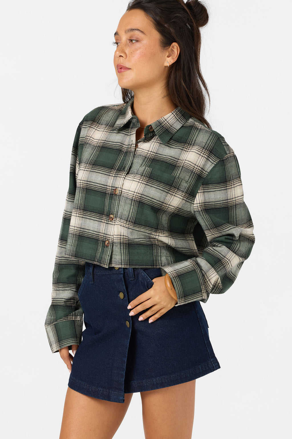 PIPPA FLANNEL CROP LS SHIRT