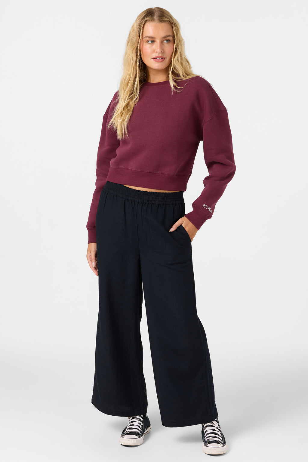 EVELYN CROPPED CREW FLEECE
