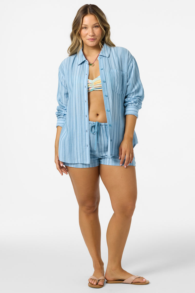 LENI WAVES STRIPE RELAXED LONG SLEEVE TOP