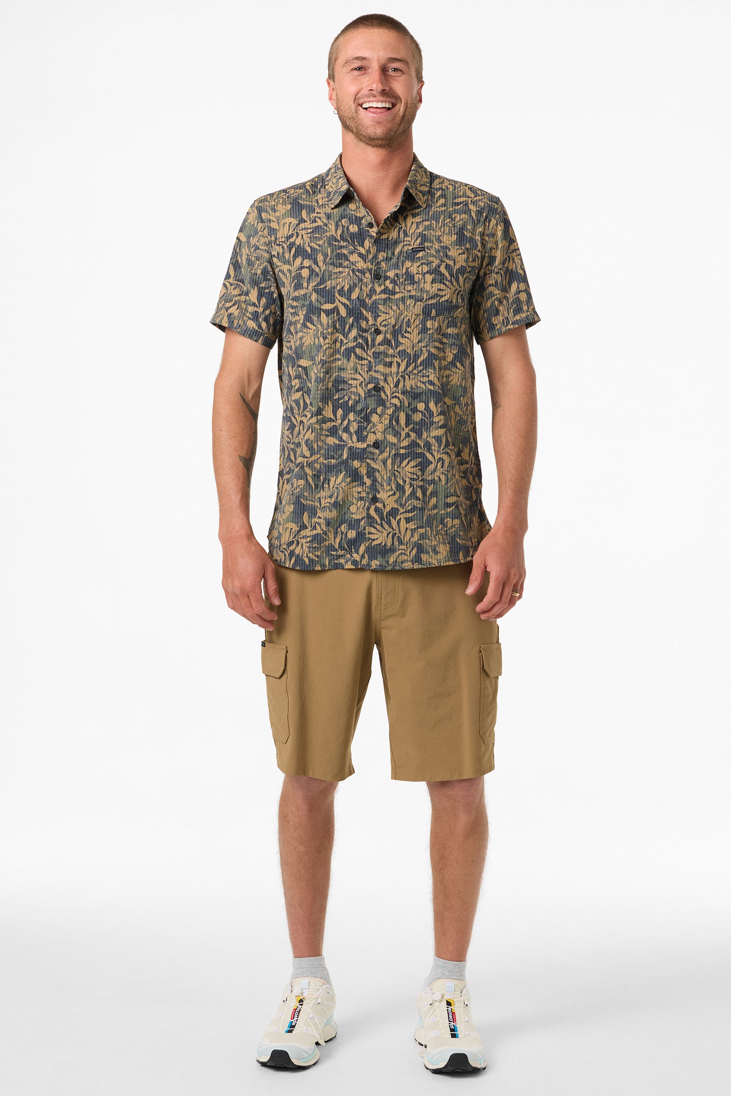 TRVLR PERFORATED PRINTED WOVEN SHIRT