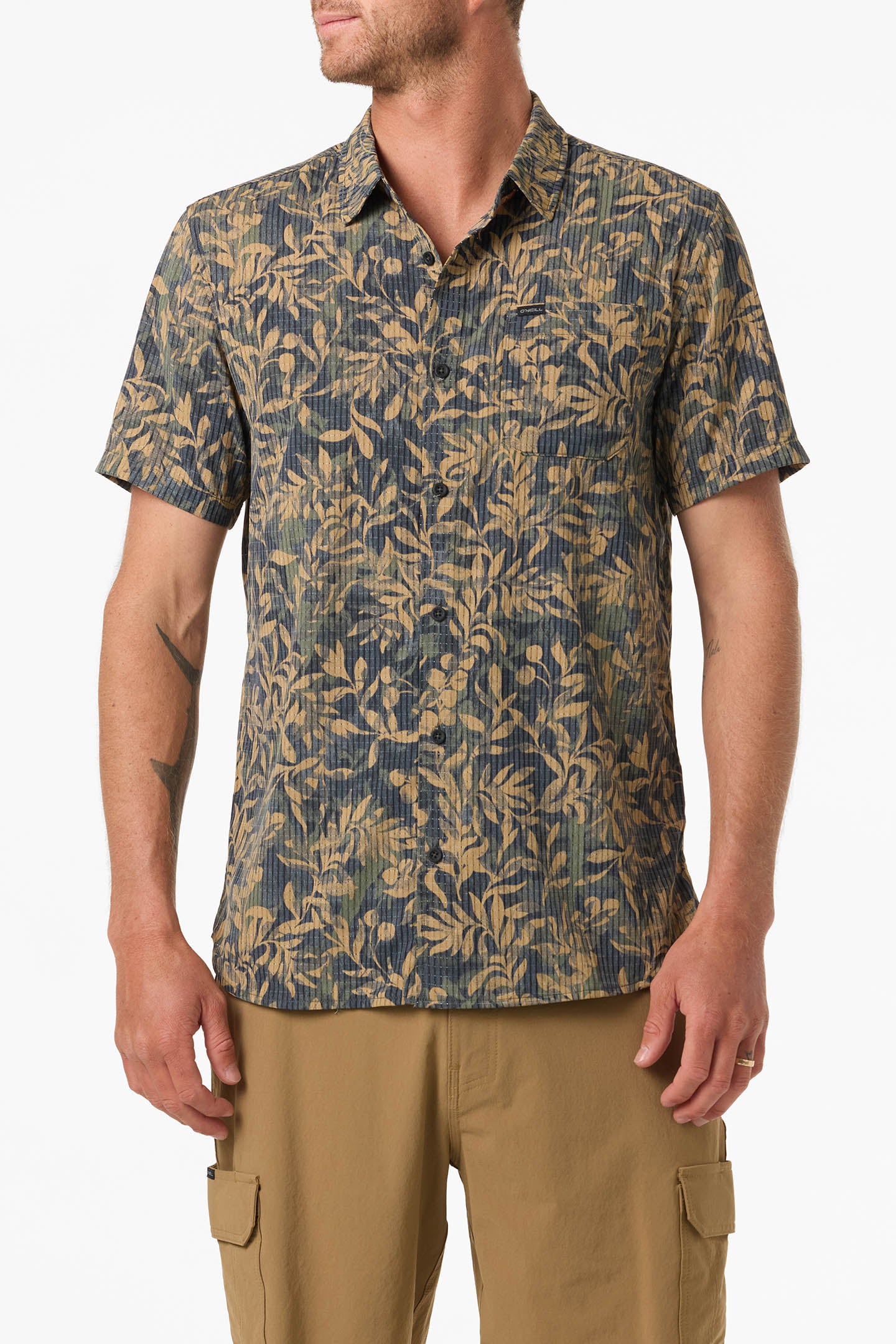 TRVLR PERFORATED PRINTED WOVEN SHIRT