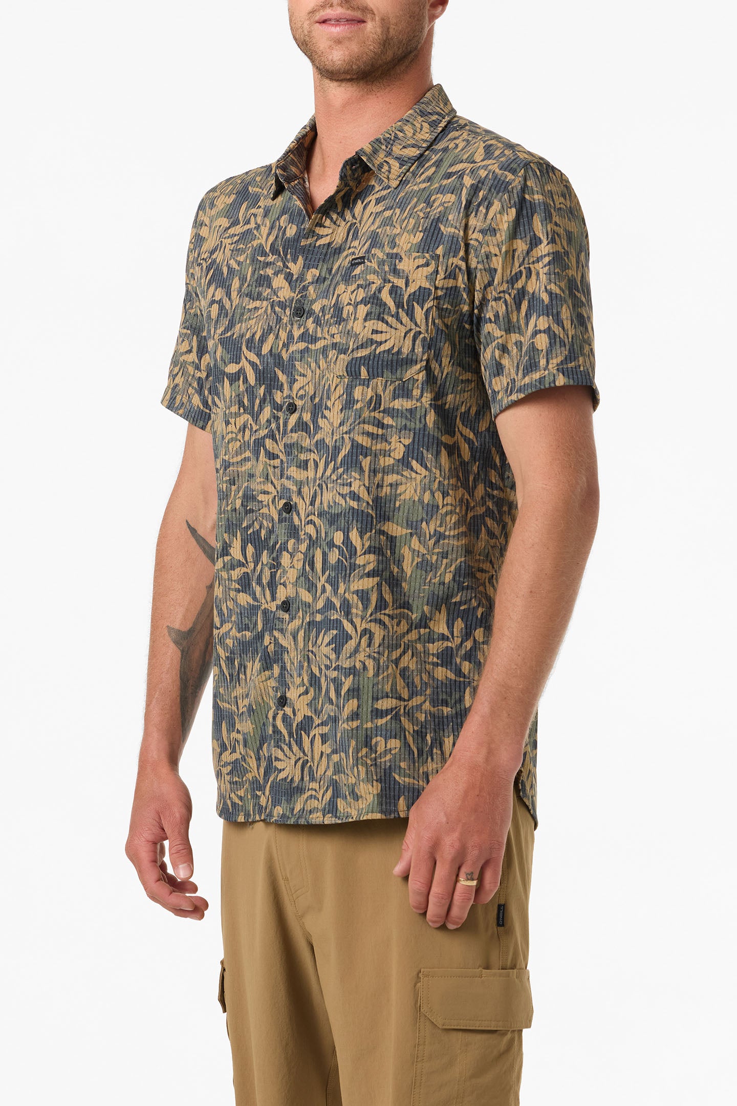 TRVLR PERFORATED PRINTED WOVEN SHIRT