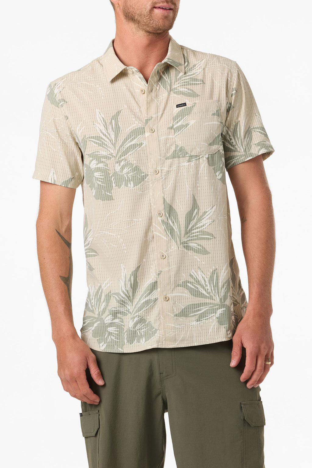 TRVLR PERFORATED PRINTED WOVEN SHIRT