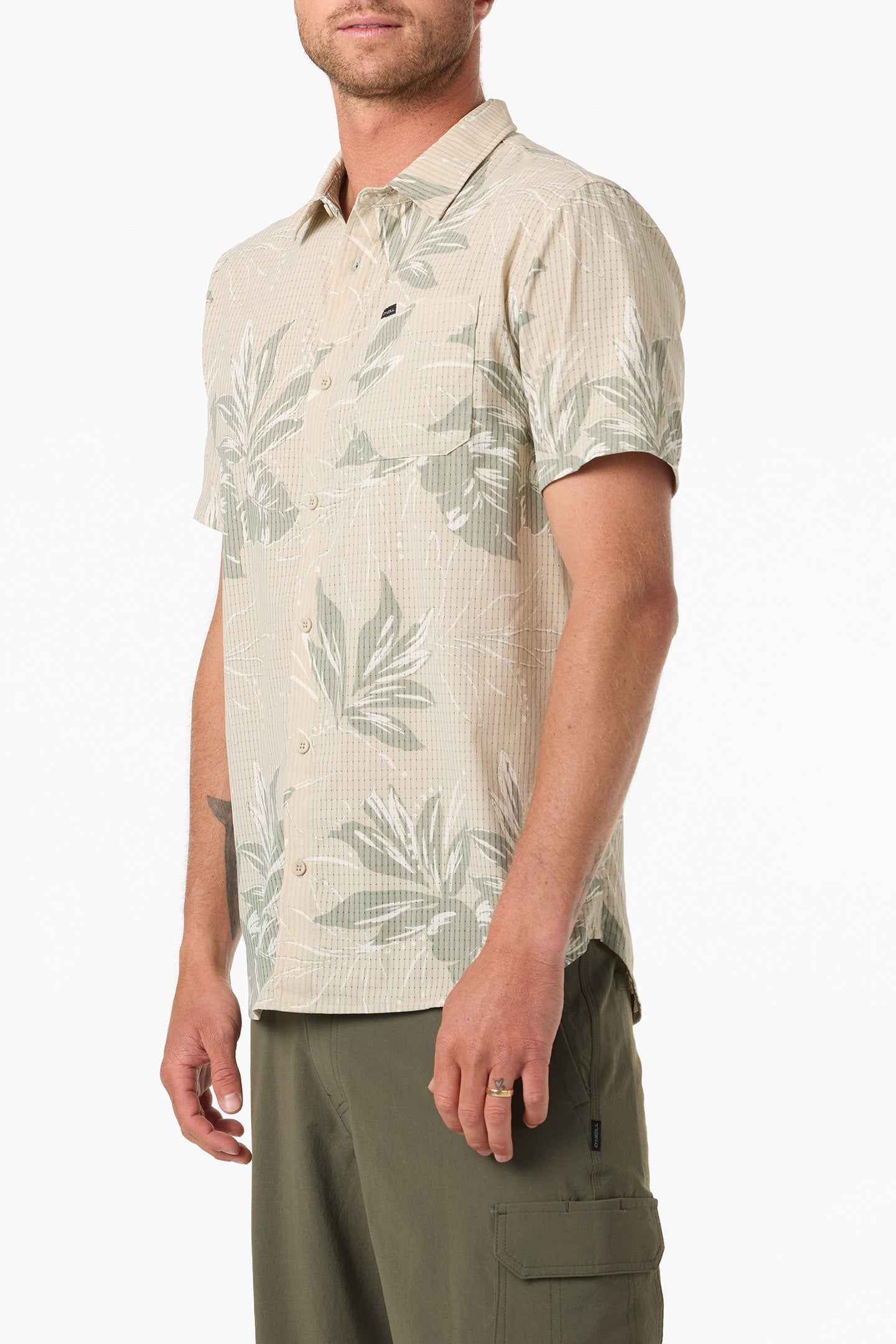 TRVLR PERFORATED PRINTED WOVEN SHIRT