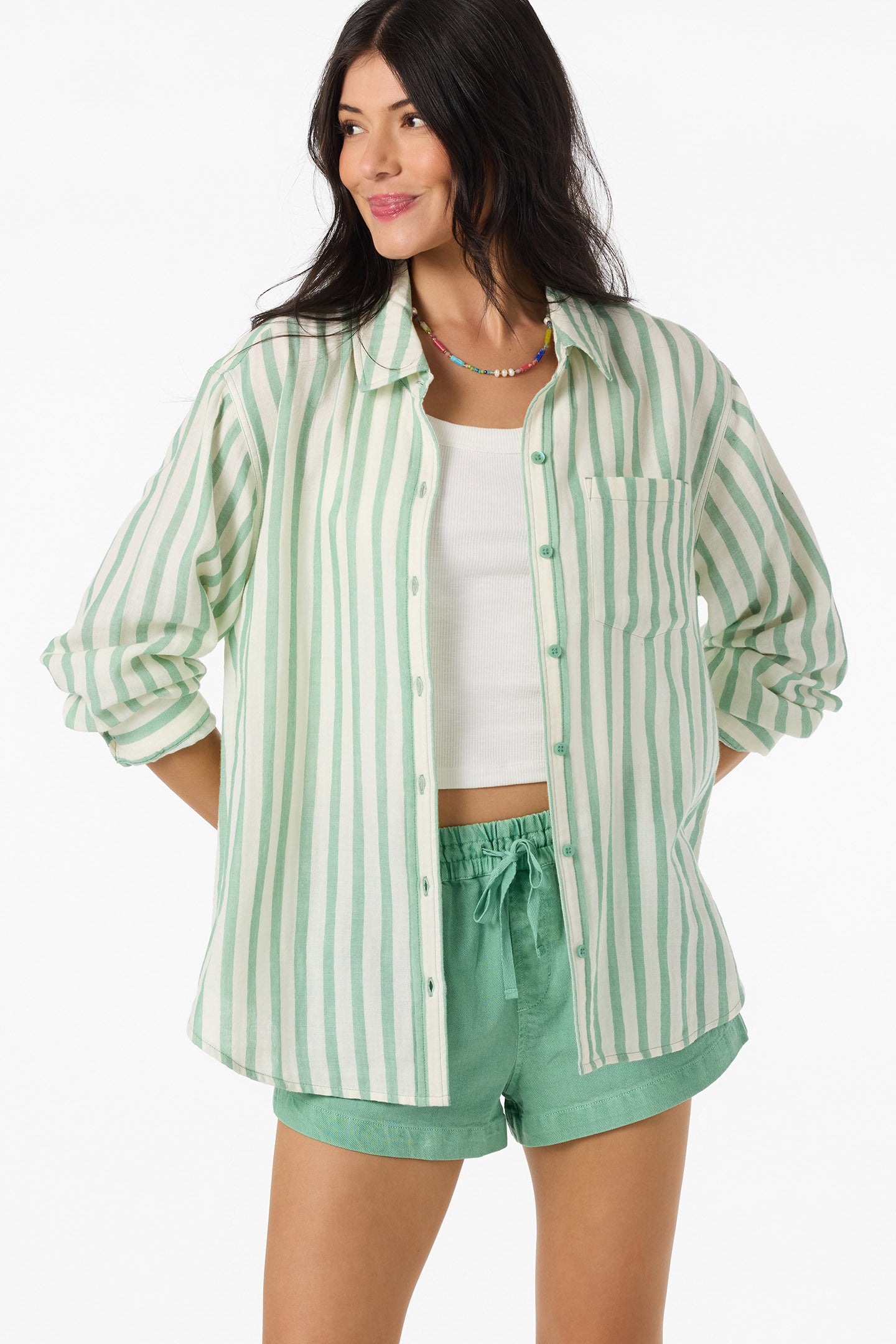 LENI STRIPE RELAXED LONG SLEEVE SHIRT