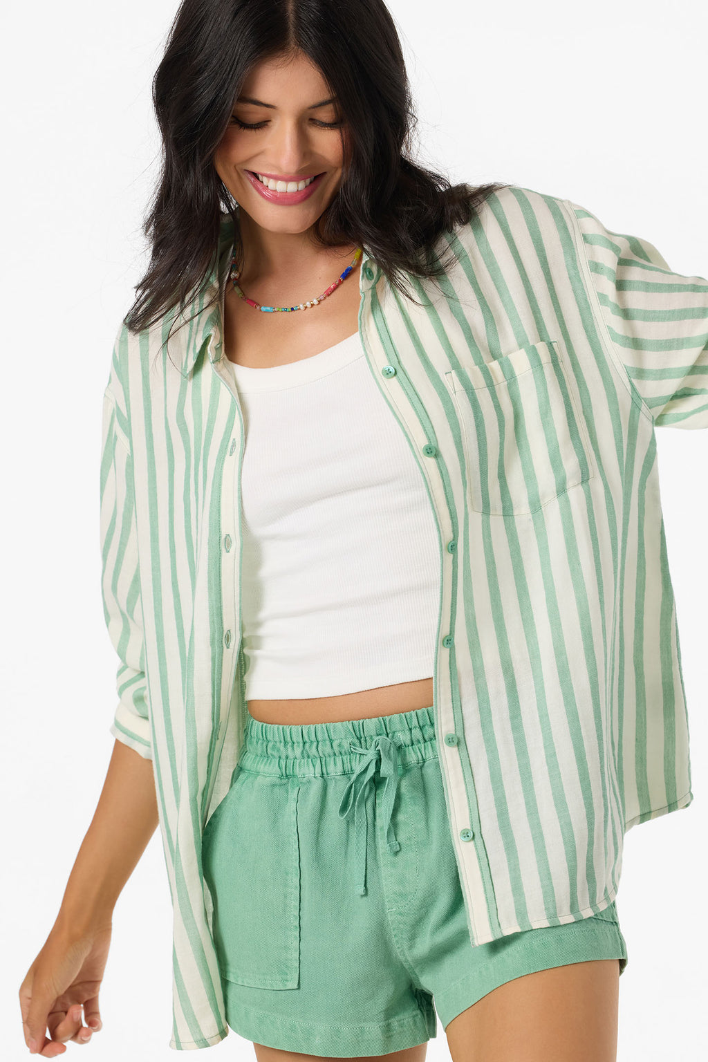 LENI STRIPE RELAXED LONG SLEEVE SHIRT