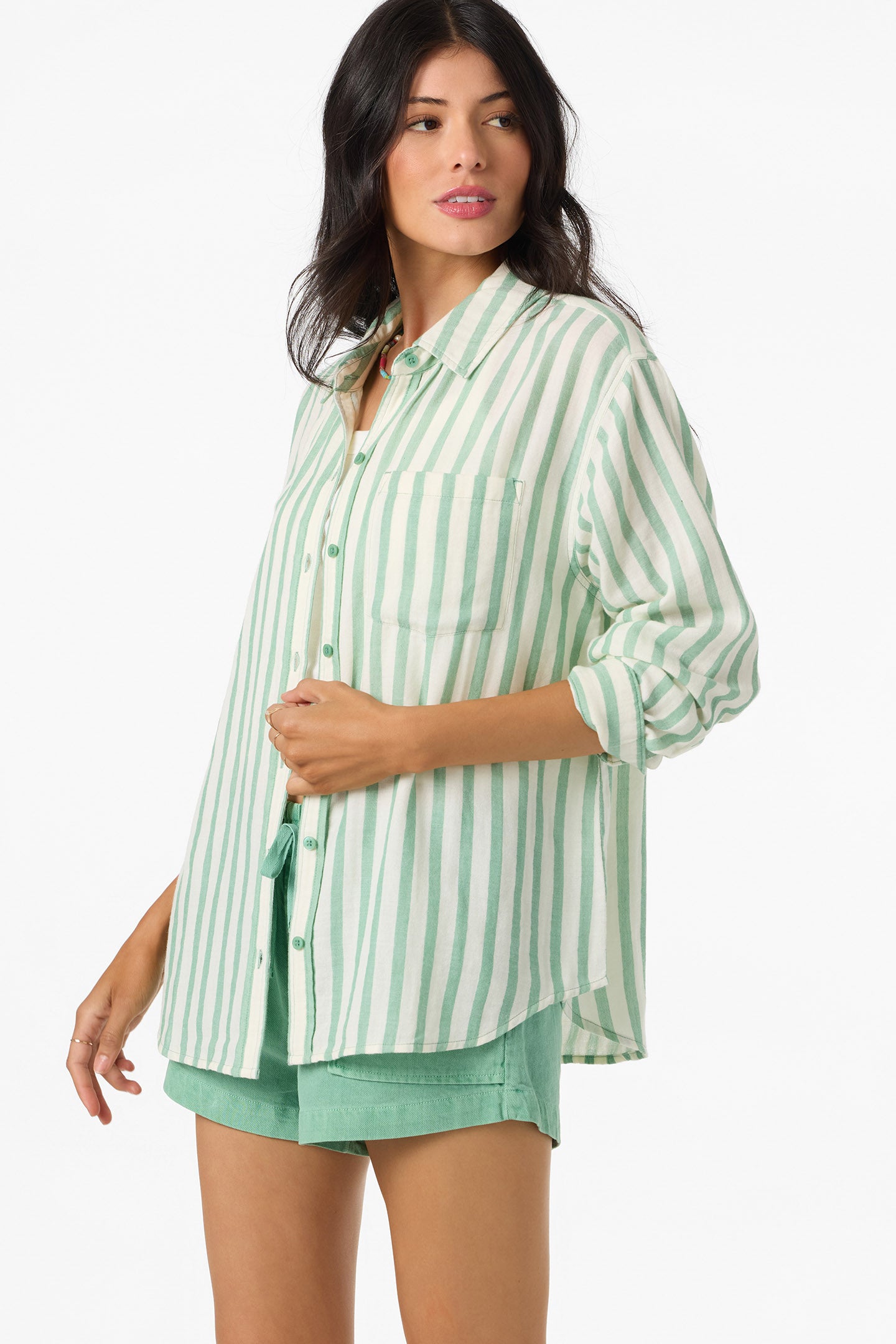LENI STRIPE RELAXED LONG SLEEVE SHIRT