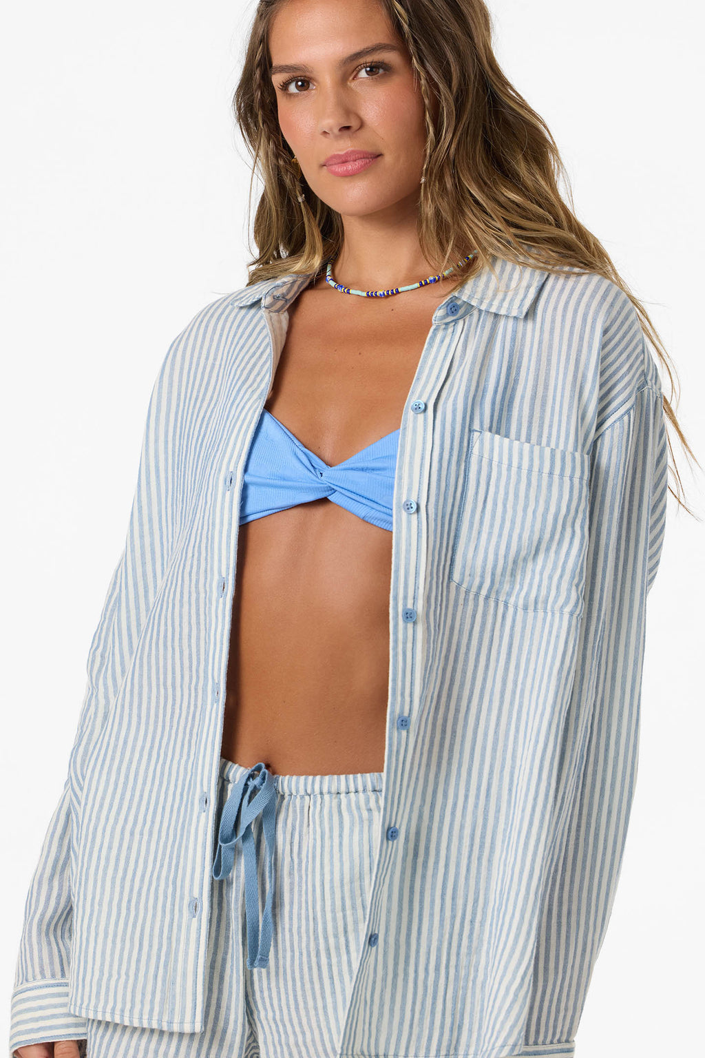 LENI STRIPE RELAXED LONG SLEEVE SHIRT