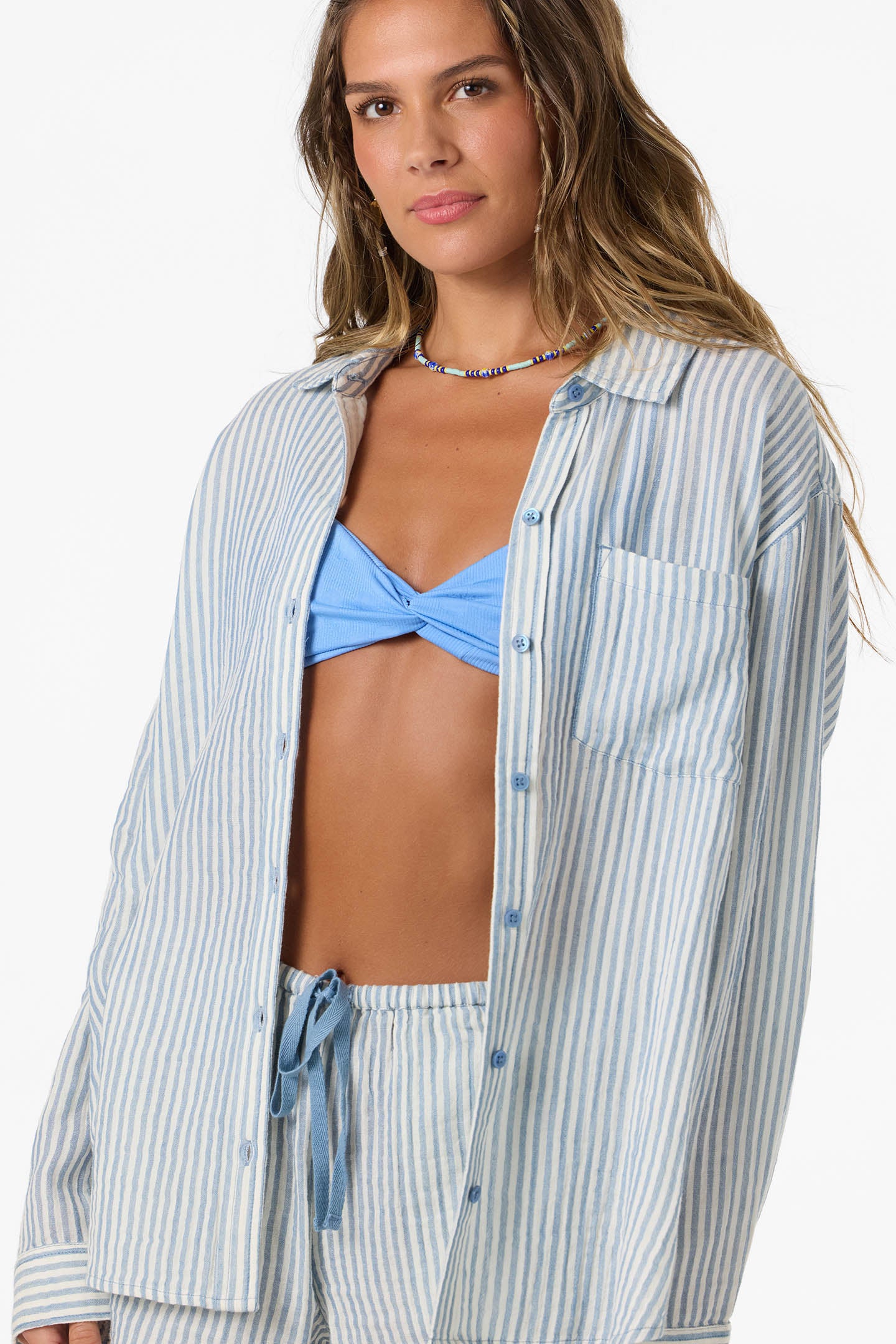 LENI STRIPE RELAXED LONG SLEEVE SHIRT