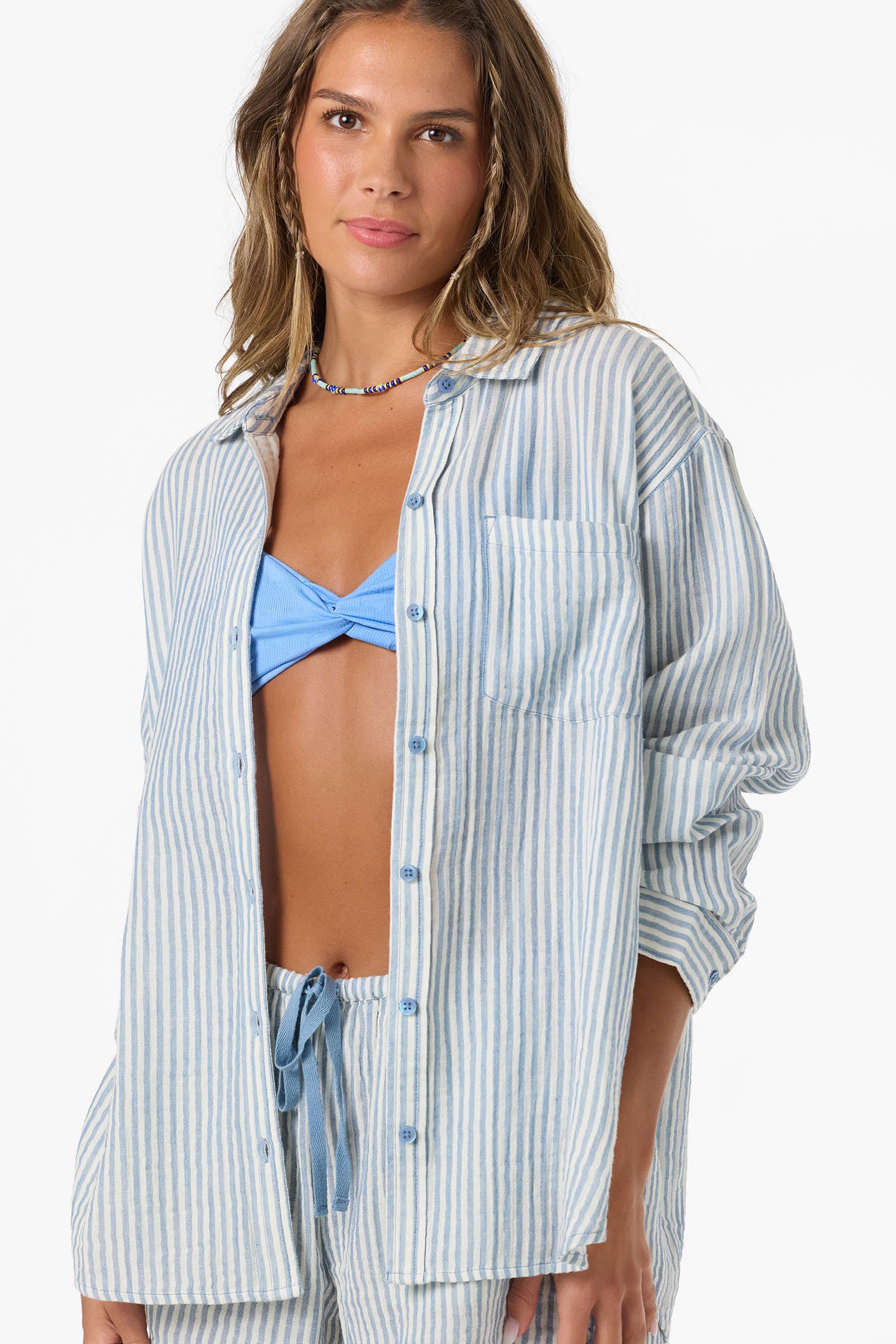 LENI STRIPE RELAXED LONG SLEEVE SHIRT