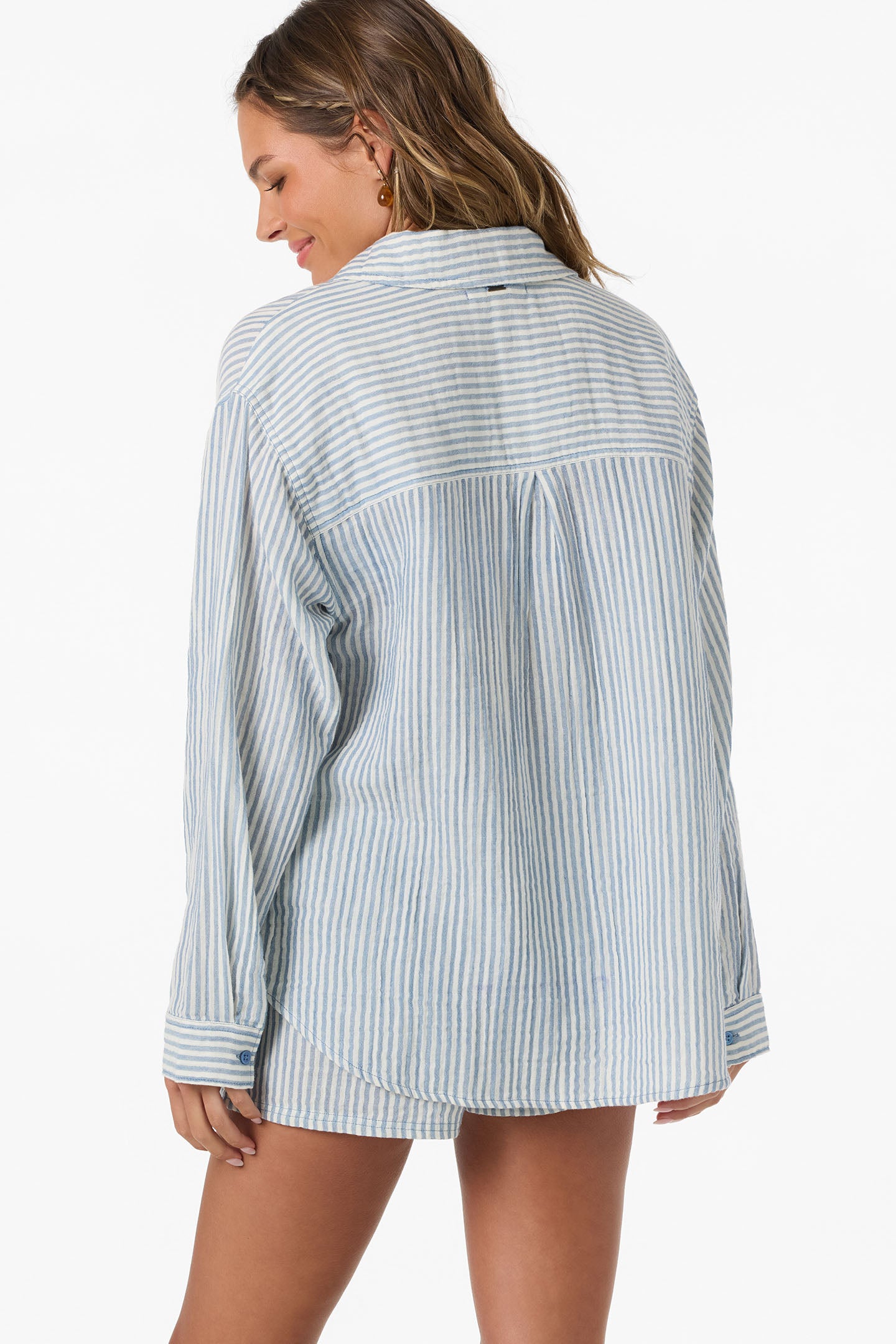 LENI STRIPE RELAXED LONG SLEEVE SHIRT
