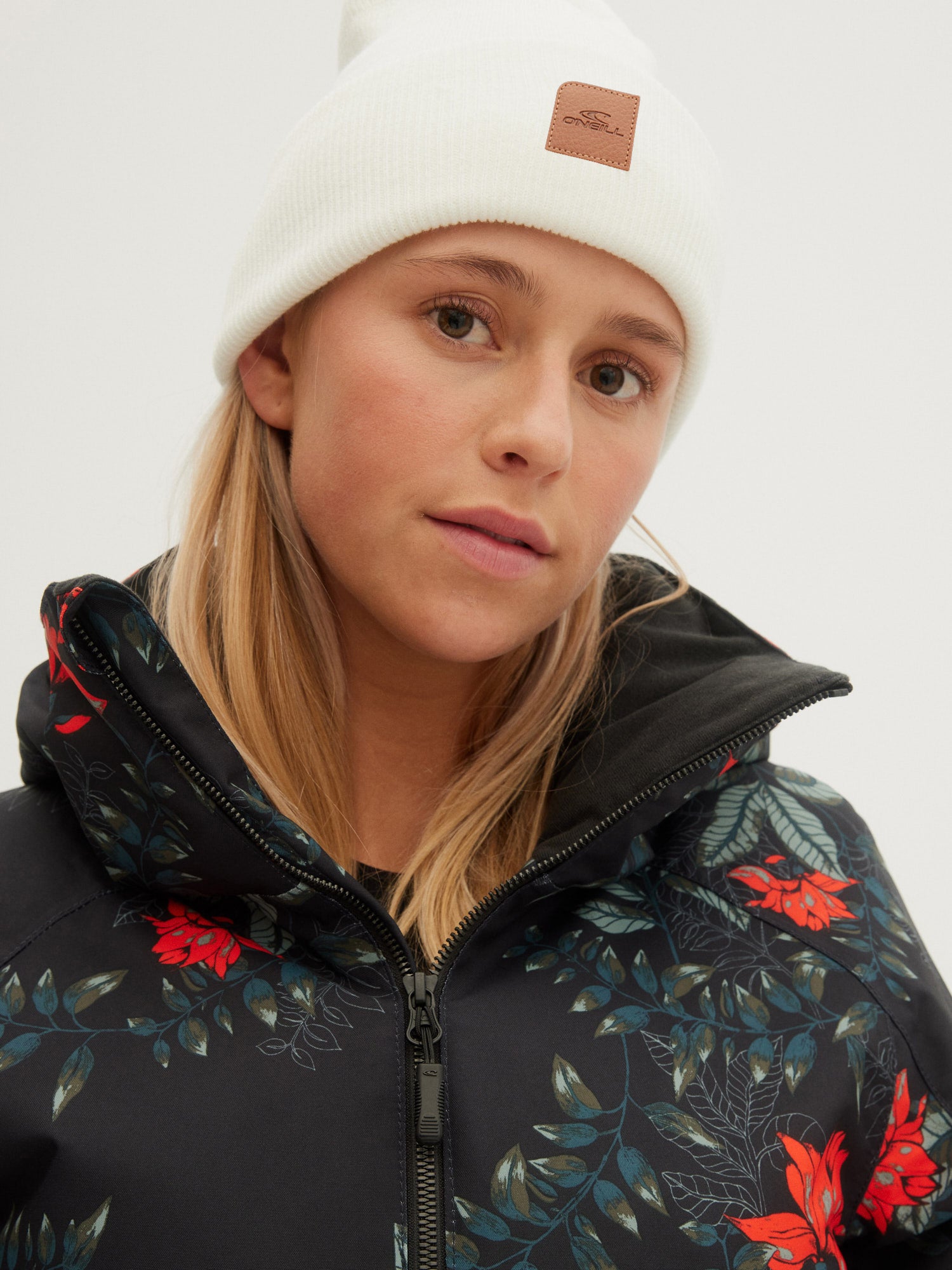 O'Neill Ladies Adelite Jacket in Black Aop W/ Green