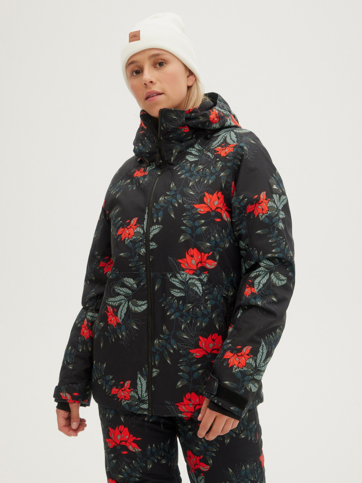 O'Neill Ladies Adelite Jacket in Black Aop W/ Green