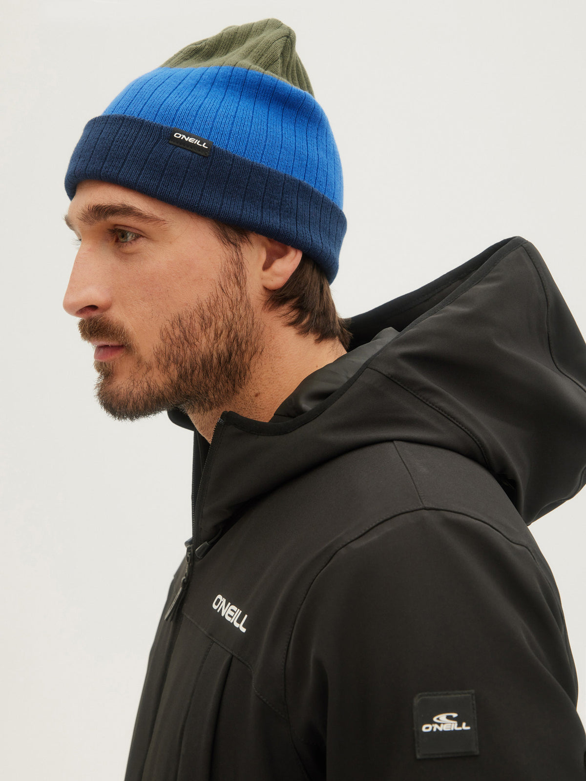 O'Neill Mens Blockstripe Beanie in Forest Night