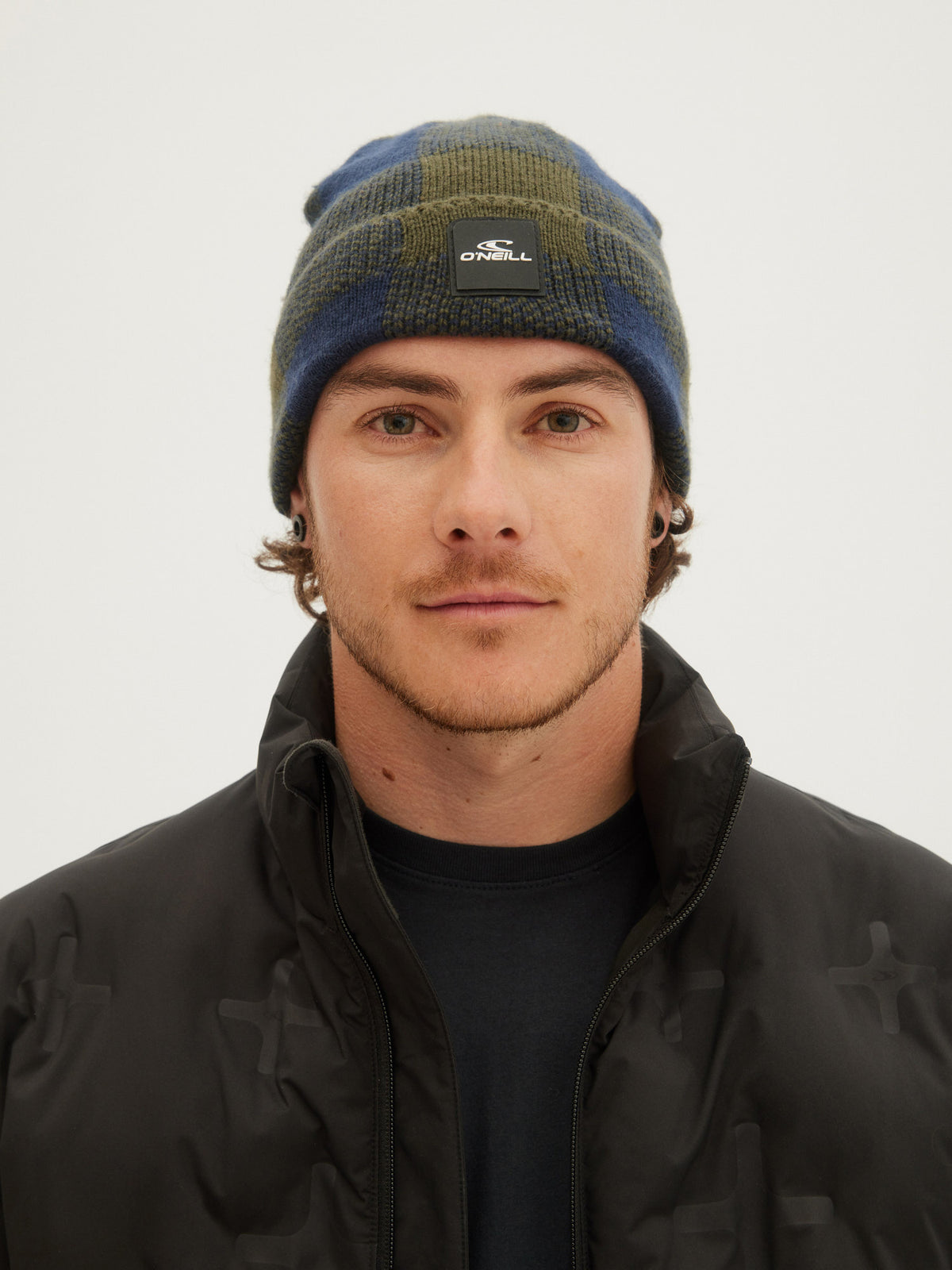O'Neill Mens Check Mate Beanie in Ink Blue