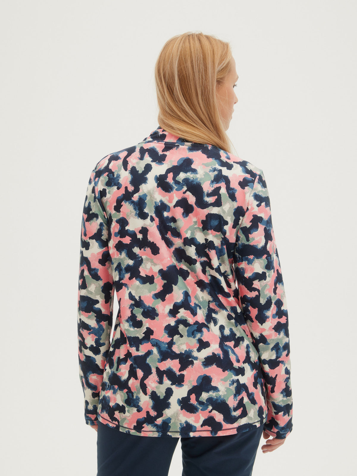 O'Neill Ladies Clime Printed Fleece Half Zip in Blue Aop W/ Pink