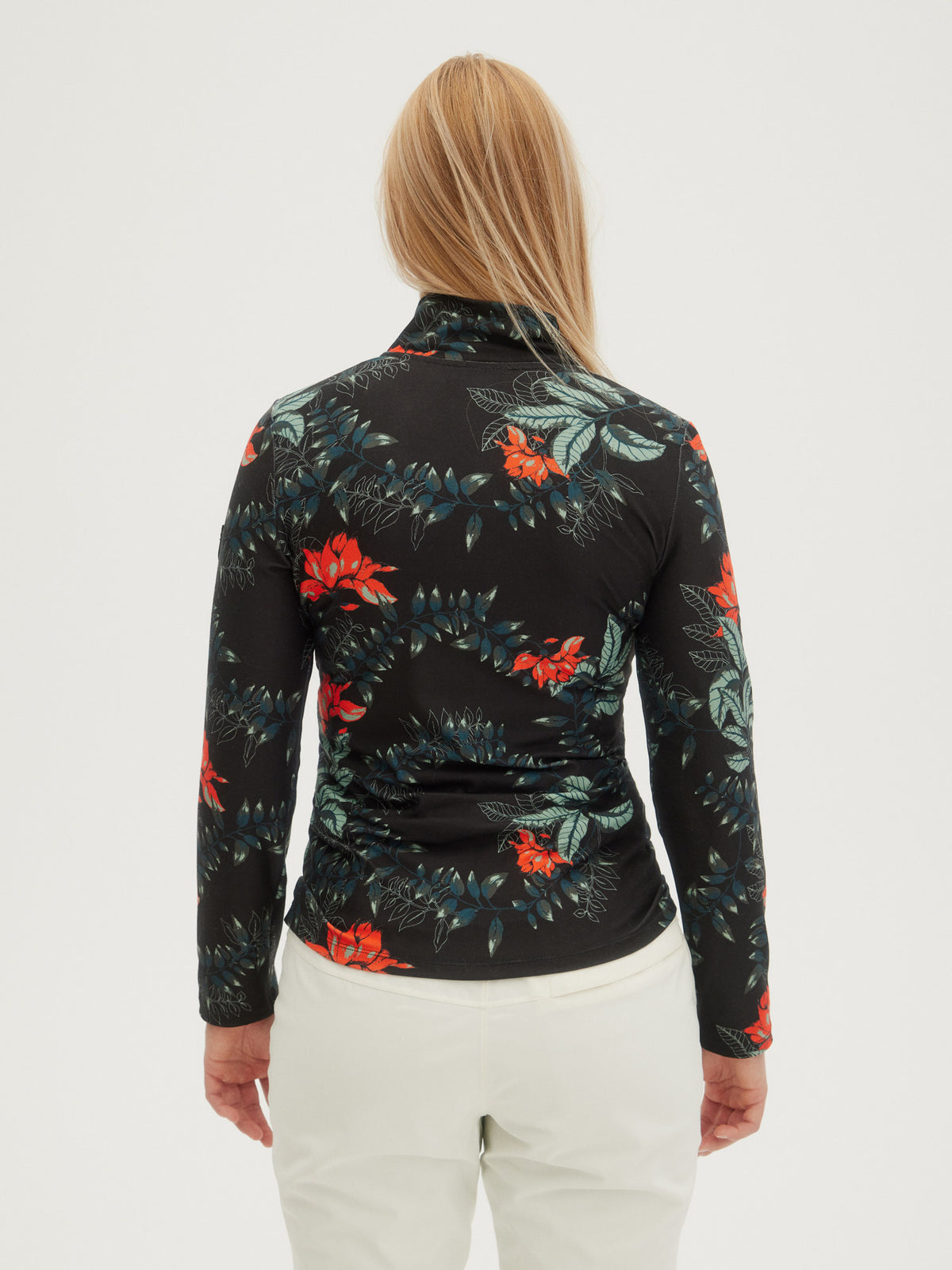 O'Neill Ladies Clime Printed Fleece Half Zip in Black Aop W/ Green