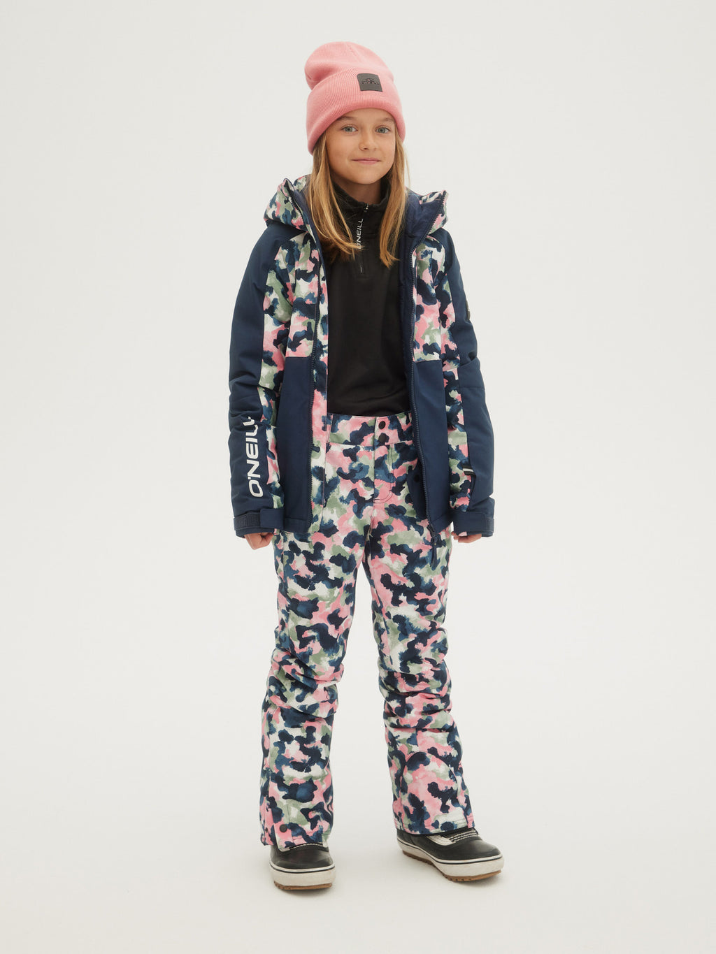 O'Neill Girls Charm Printed Pants in Blue Aop W/ Pink