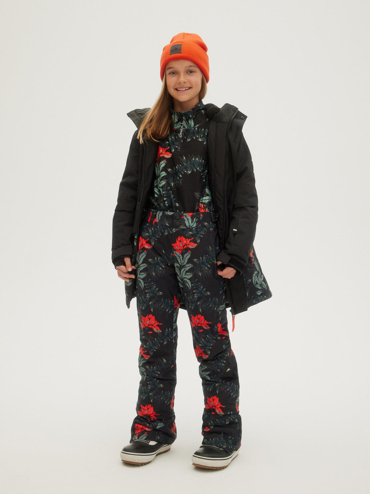 O'Neill Girls Charm Printed Pants in Black Aop W/ Green